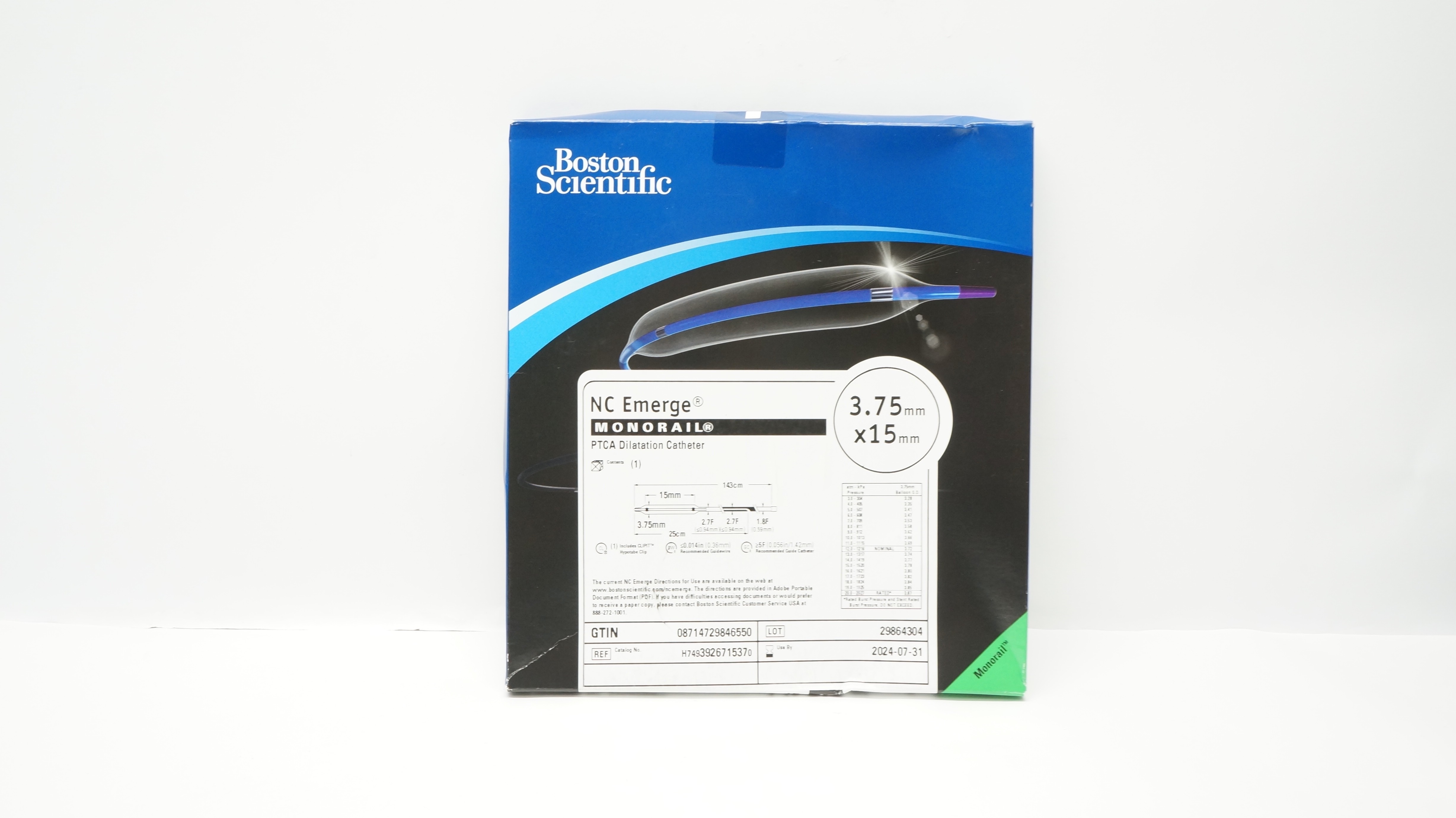 Boston Scientific 392671537 Monorail PTCA Dilatation Cath. 3.75 x 15mm (x)