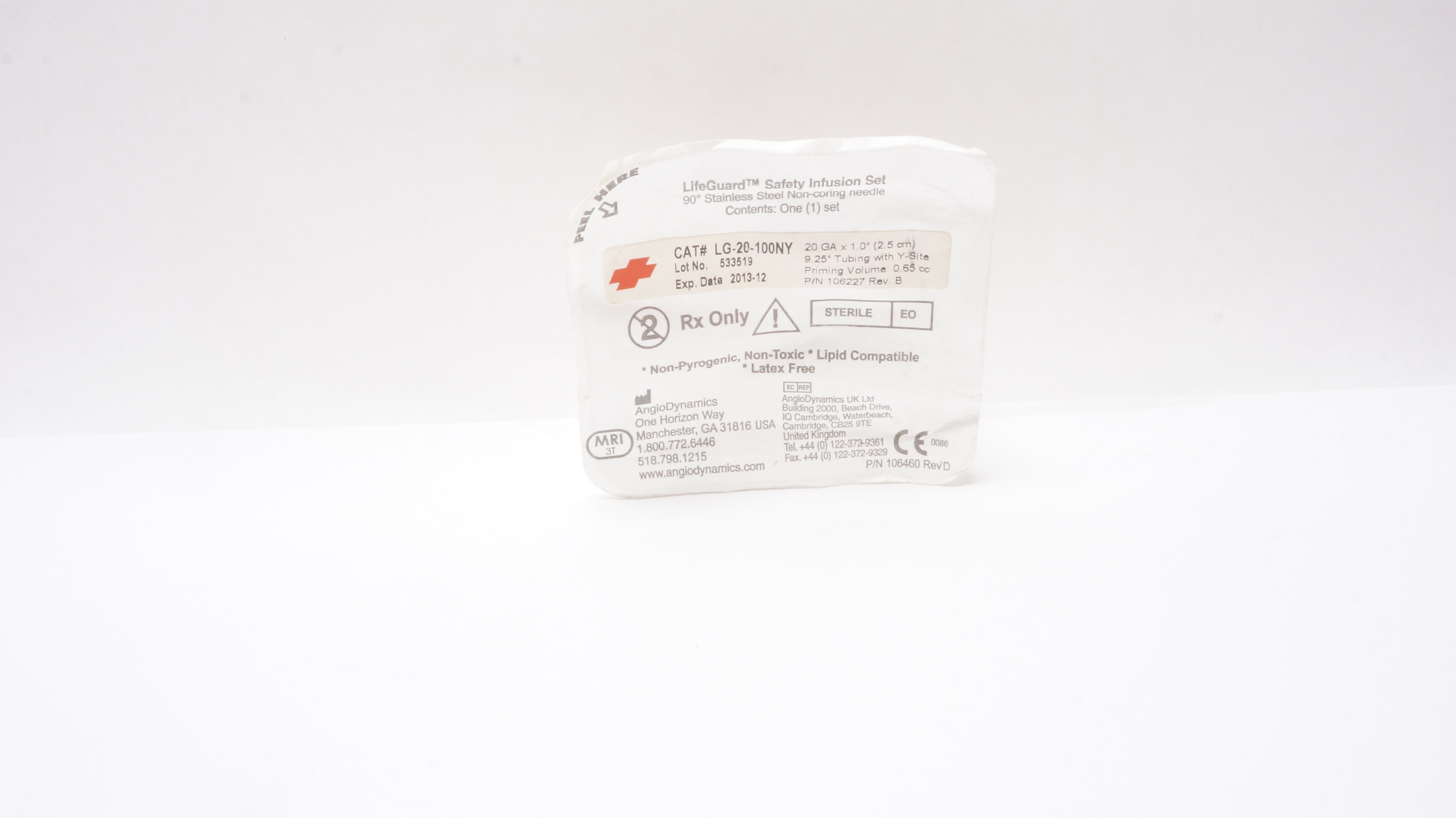 AngioDynamics LG-20-100NY LifeGuard Safety Infusion Set 20Ga x 1.0inch (x)