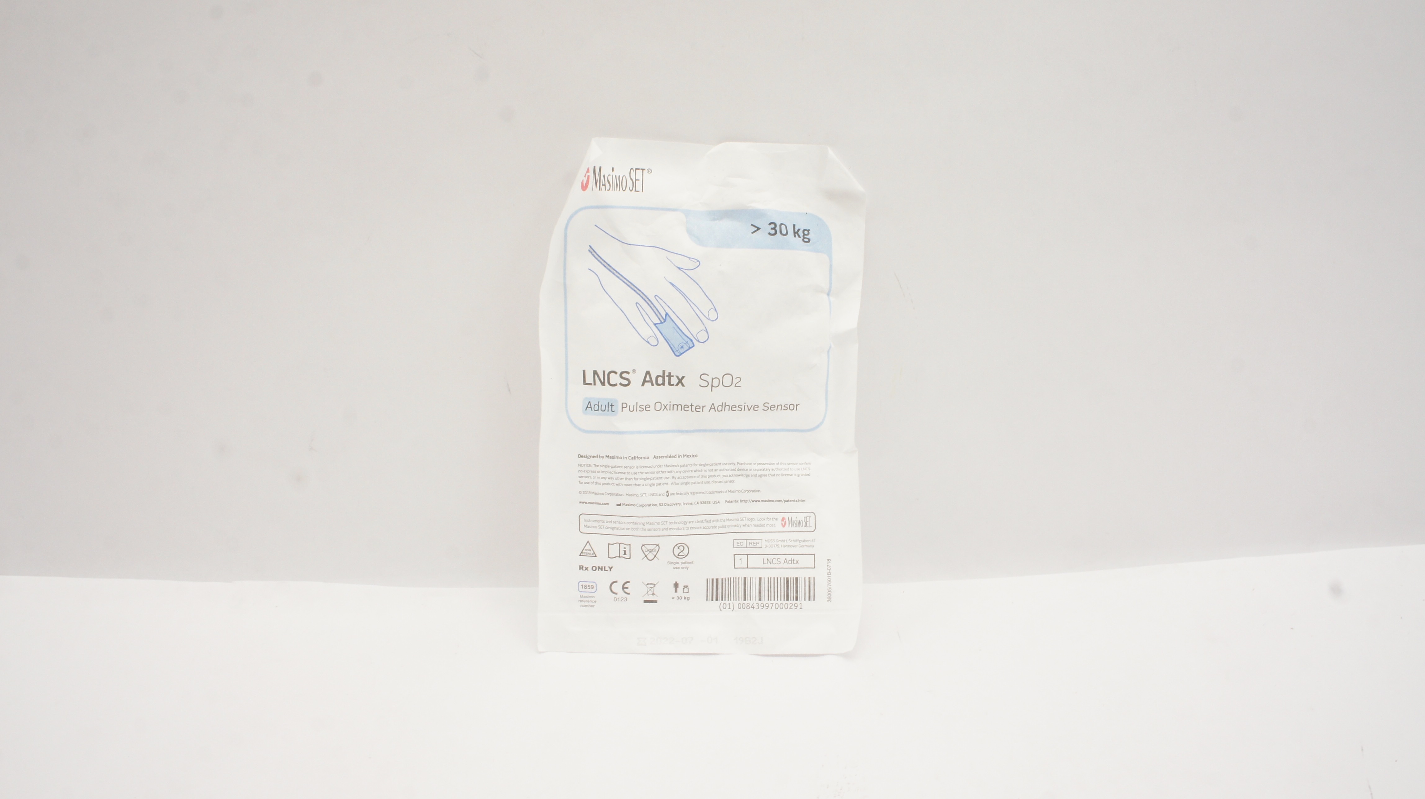 Masimo 1859 LNCS Adtx SpO2 Adult Pulse Oximeter Adhesive Sensor >30 kg (x)