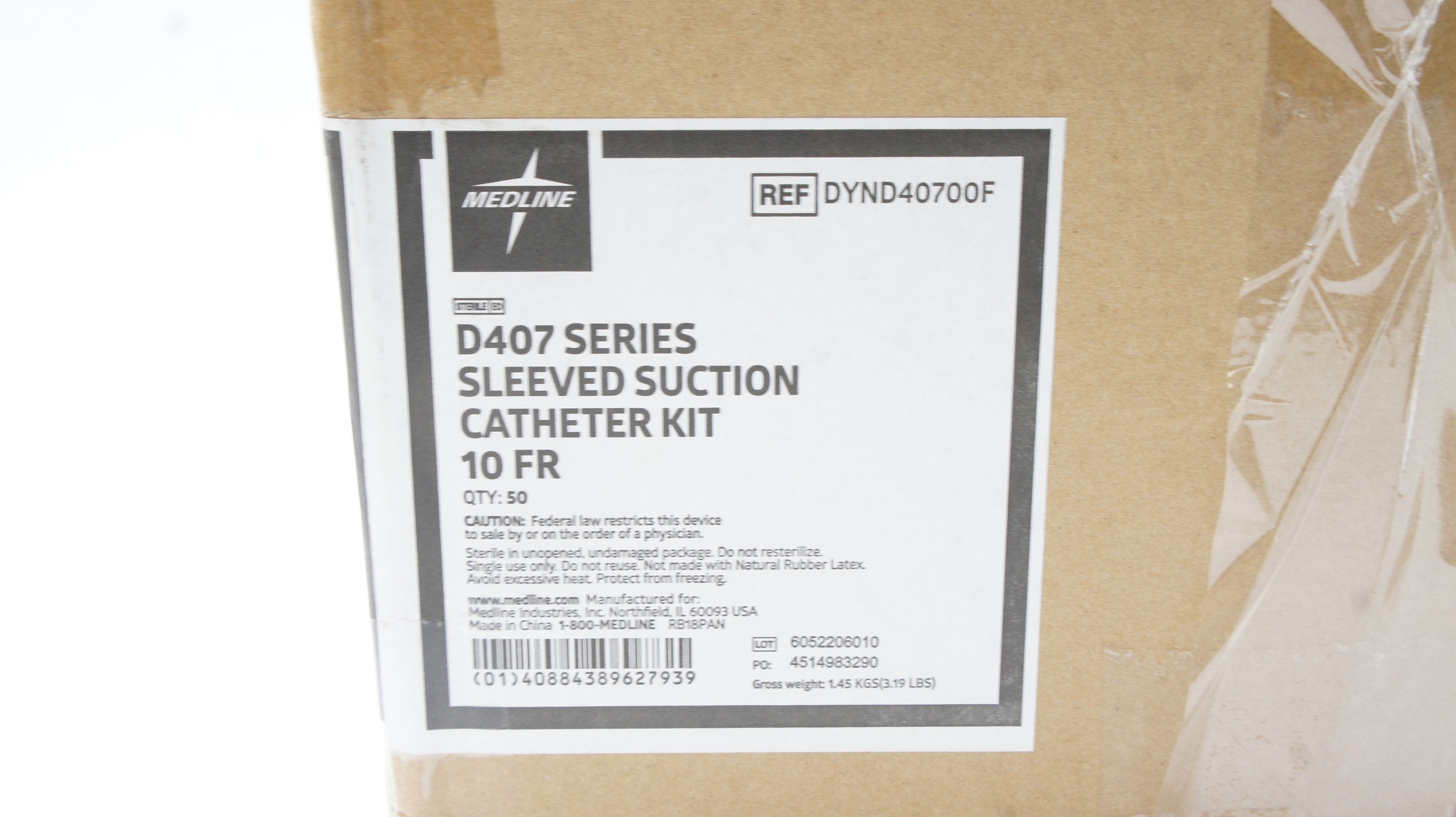Medline DYND40700F D407 Series Sleeved Suction Cath. Kit 10Fr - Box of 50