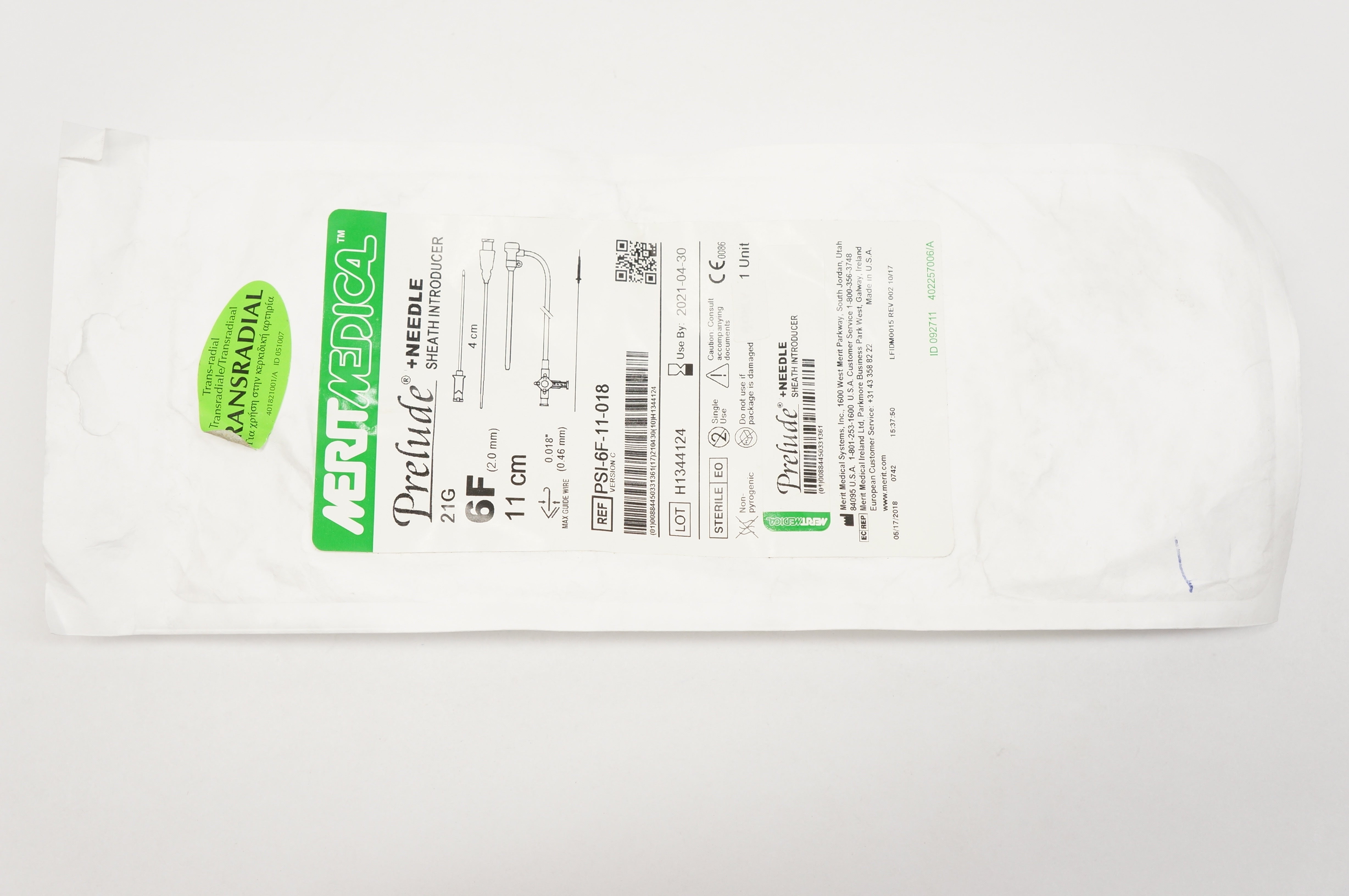 Merit Medical PSI-6F-11-018 Prelude + Ndle Sheath Introducer 6F x 11cm