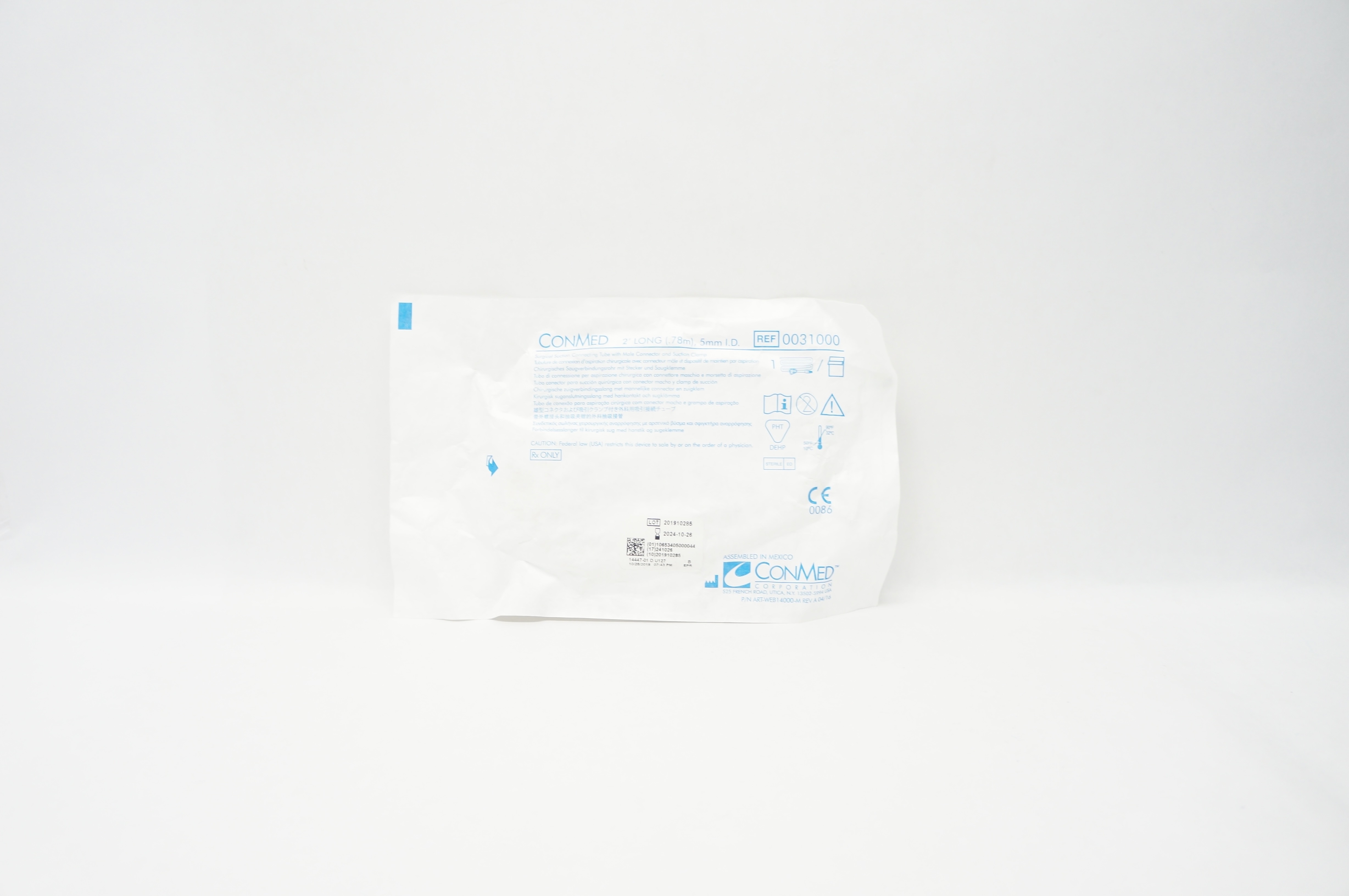 ConMed 0031000 Surgical Suction Connecting Tube 2 Ft. x 5mm