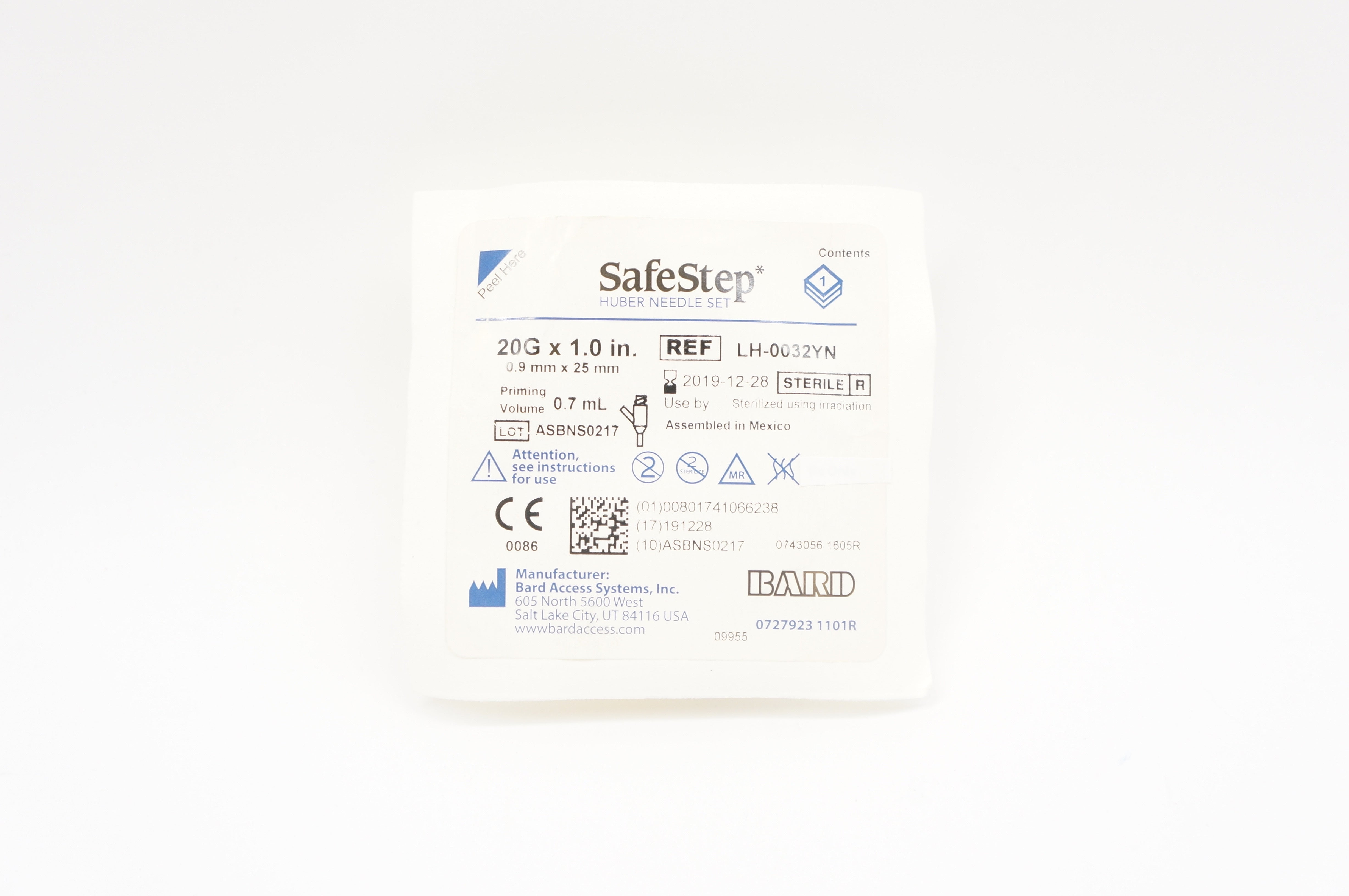 Bard LH-0032YN SafeStep Huber Ndle Set, 20G x 1.0 inch, 0.7 mL (x)