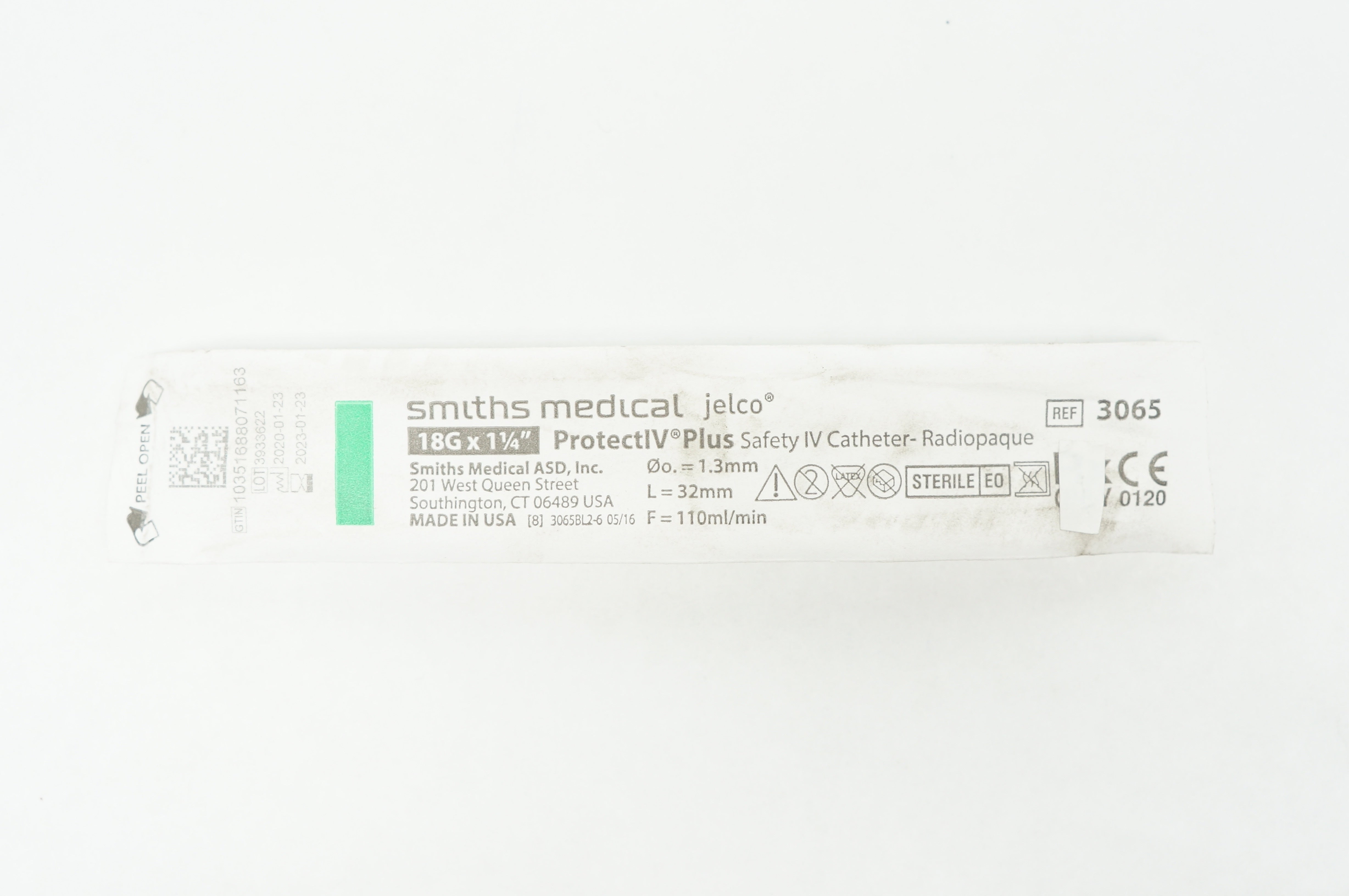 Smiths Medical 3065 ProtectIV Plus Safety IV Cath. 18G x 1-1/4inch