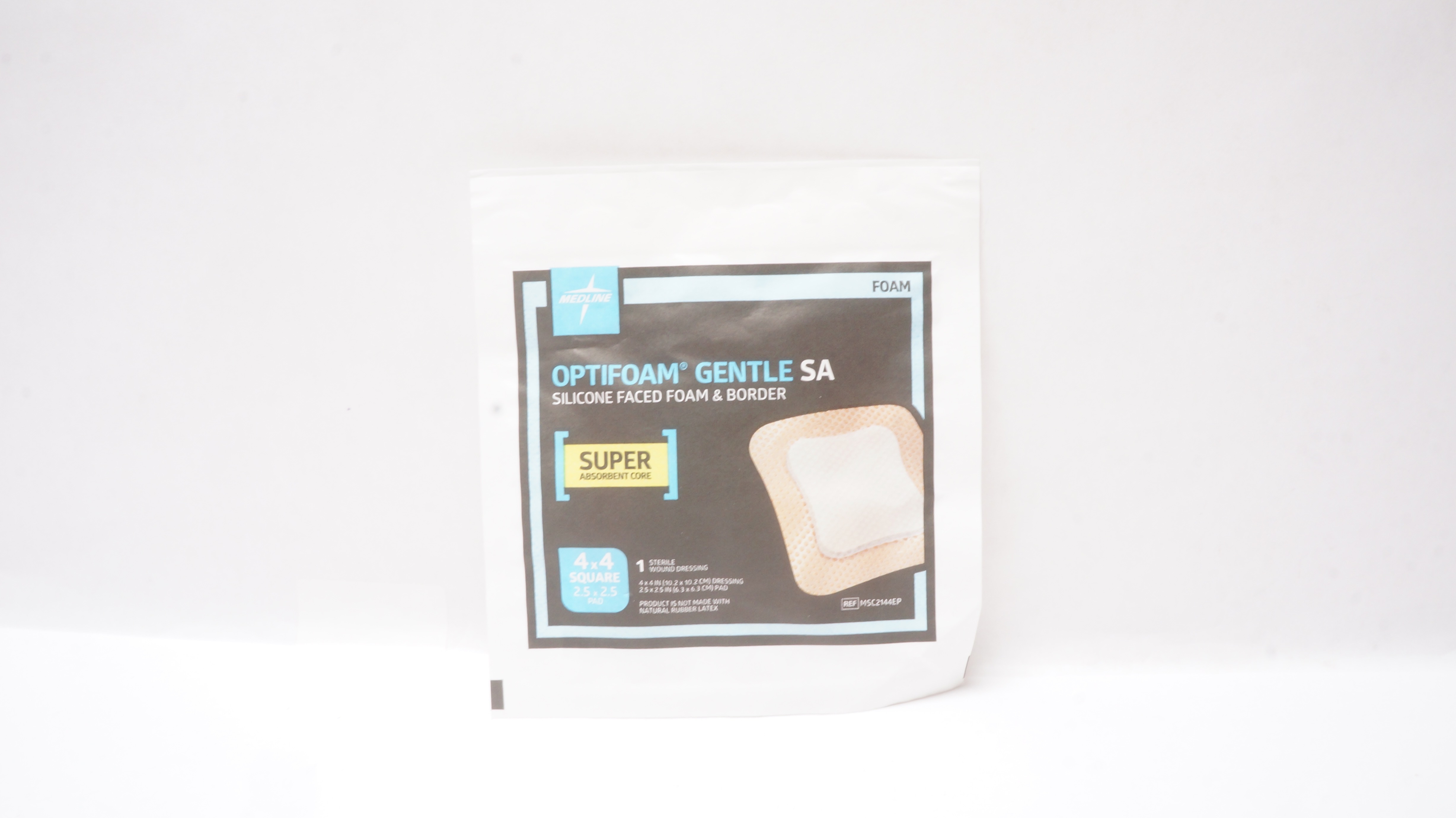 Medline MSC2144EP OPTIFOAM GENTLE SA Silicone Faced Foam&Border 4 x 4