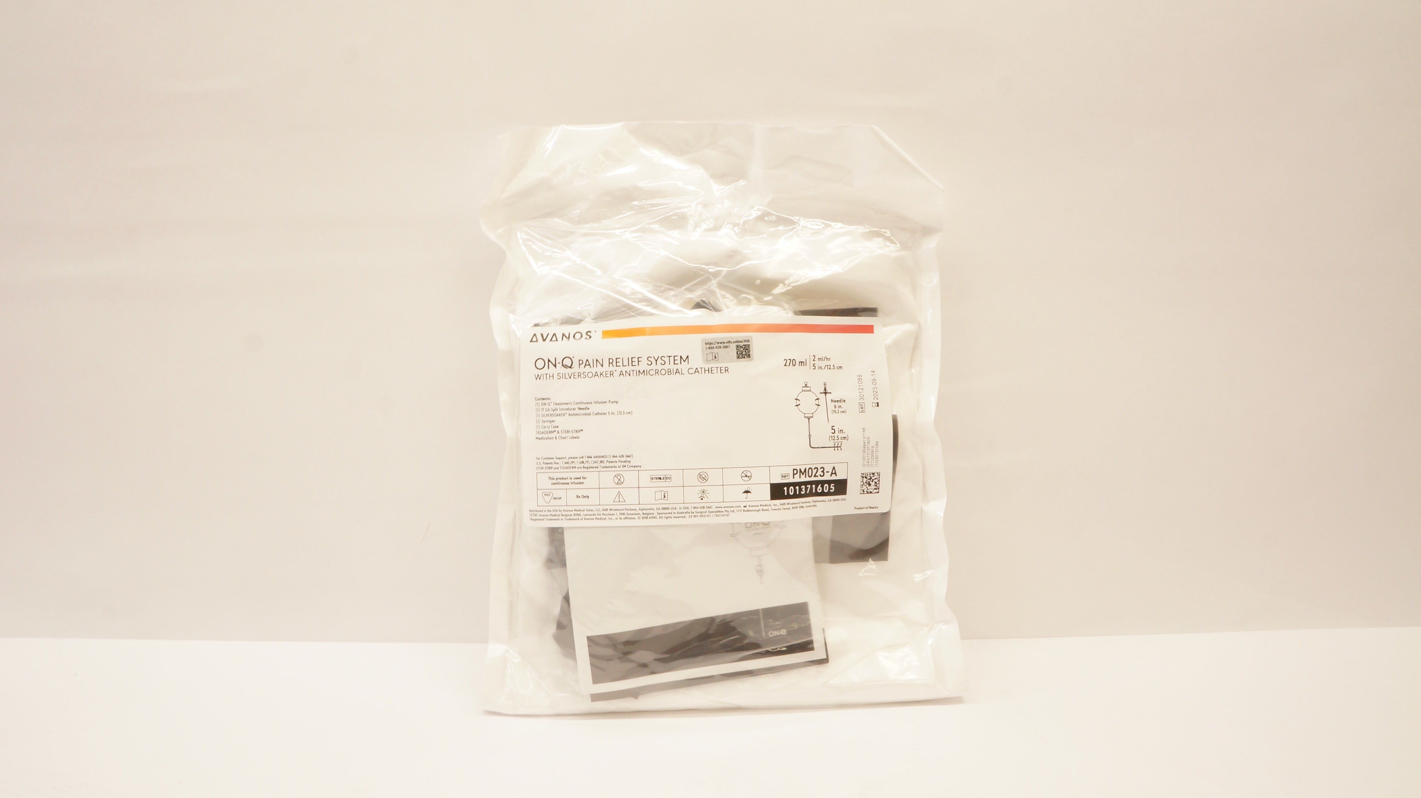 Avanos PM023-A On-Q Pain Relief System W/Antimicrobial Cath. 270ml x 5 inch