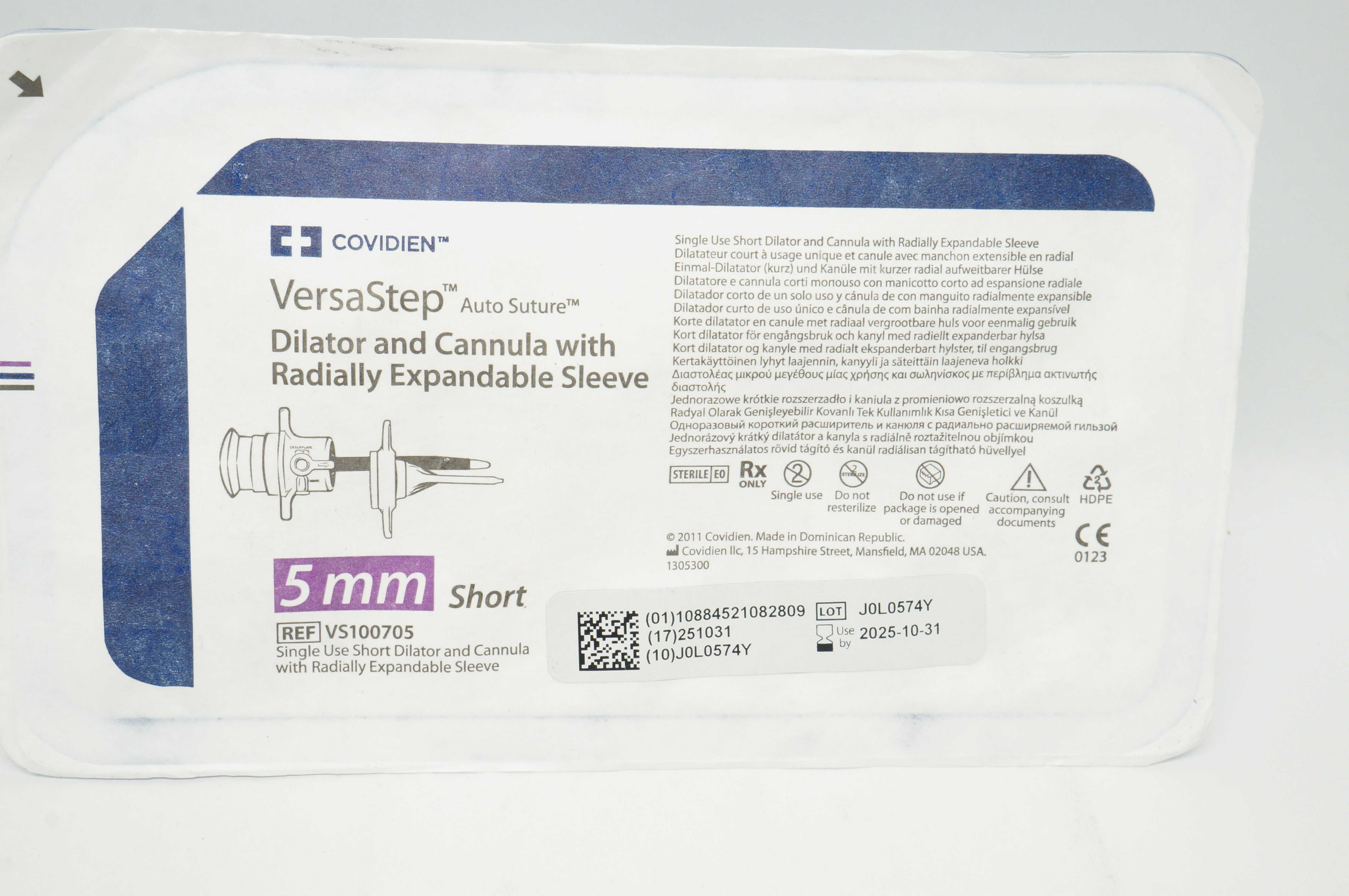 Covidien VS100705 VeraStep AutoSuture Dilator & Cannula Short, 5mm