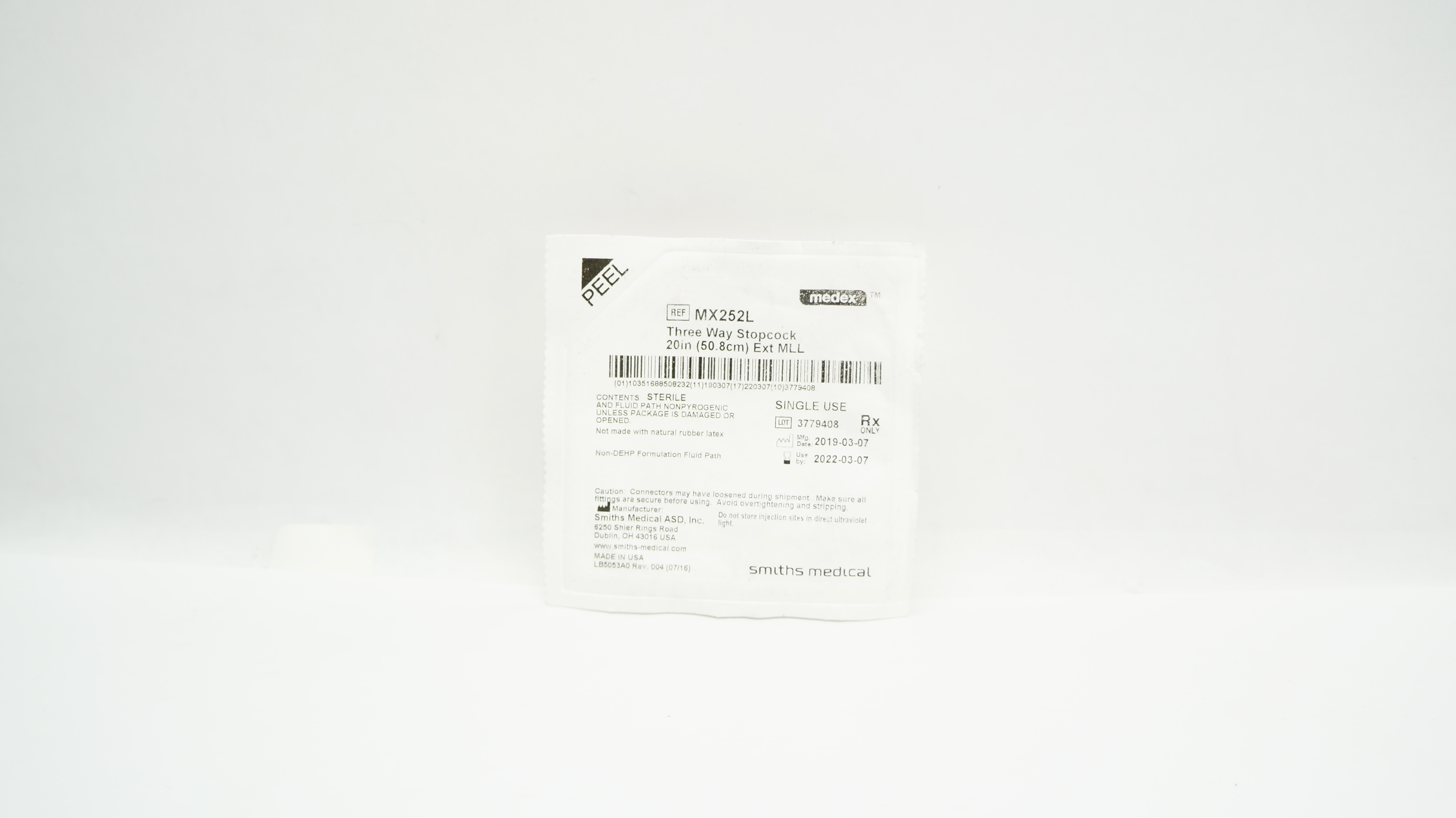 Smiths Medical MX252L Medex Three Way Stopcock 20inch Ext MLL (x)