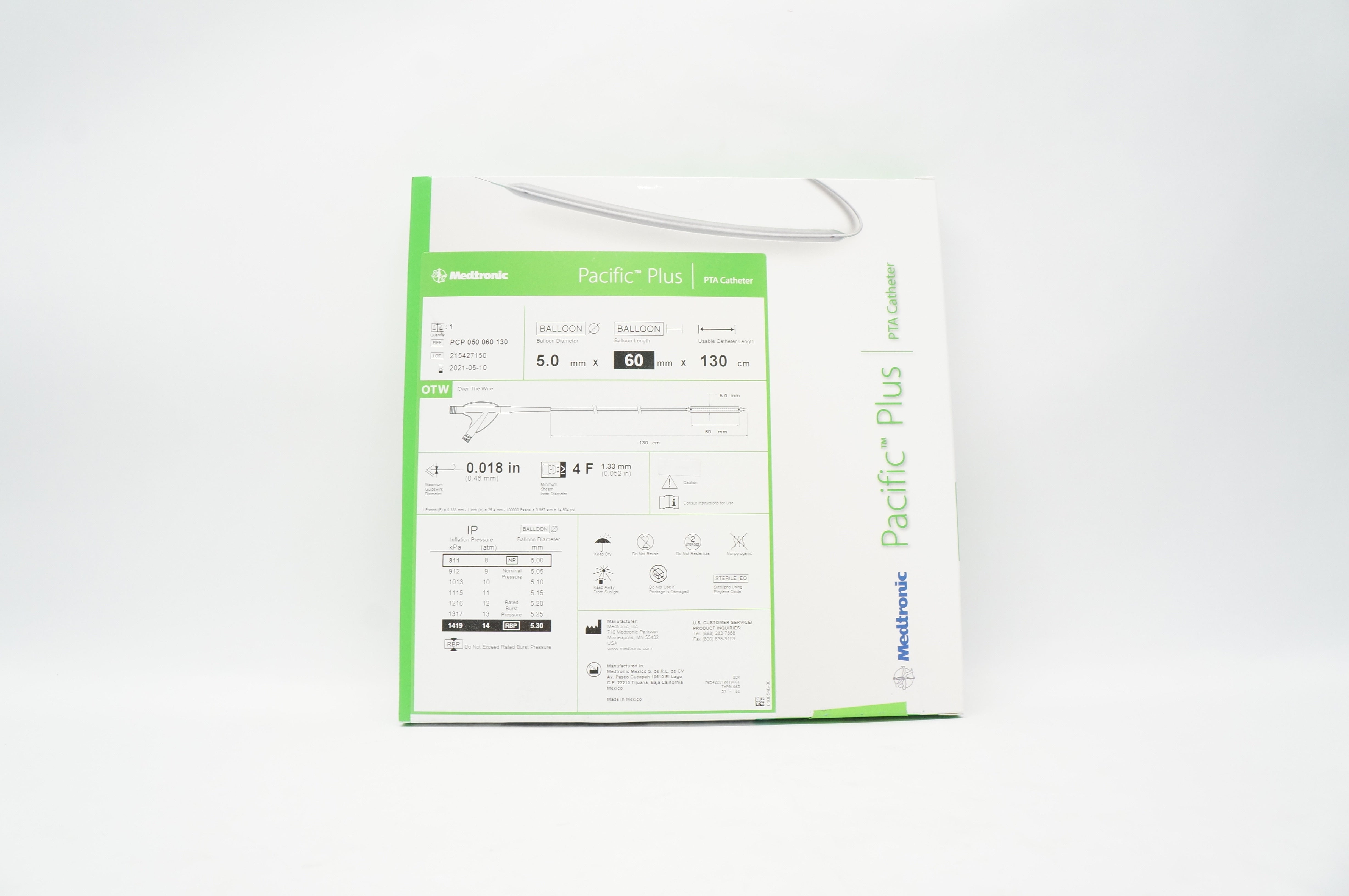 Medtronic PCP 050 060 130 Pacific Plus PTA Cath. 5.0mm x 60mm x 130cm (x)
