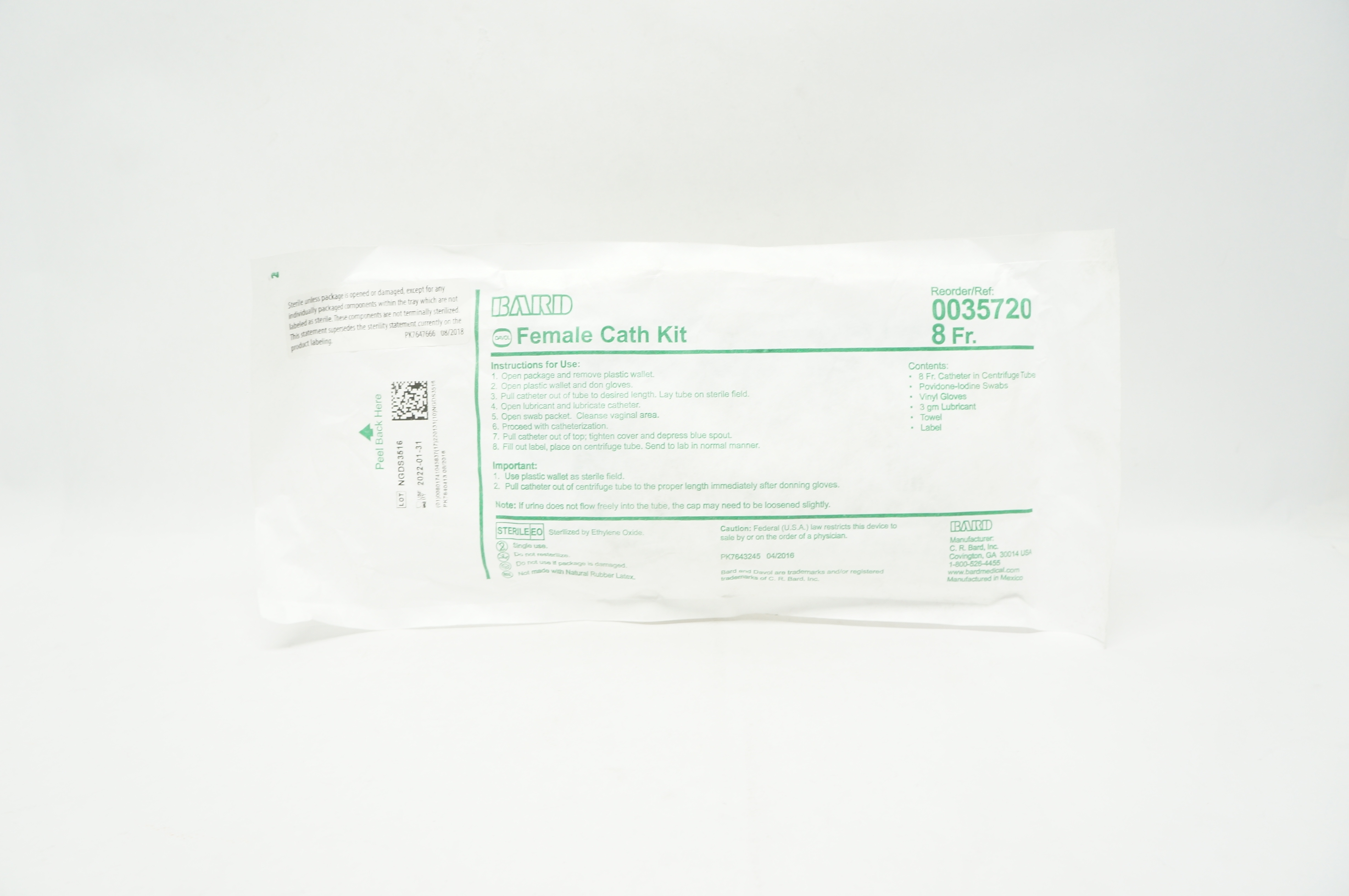 Bard 0035720 Female Cath. Kit 8Fr. (x)