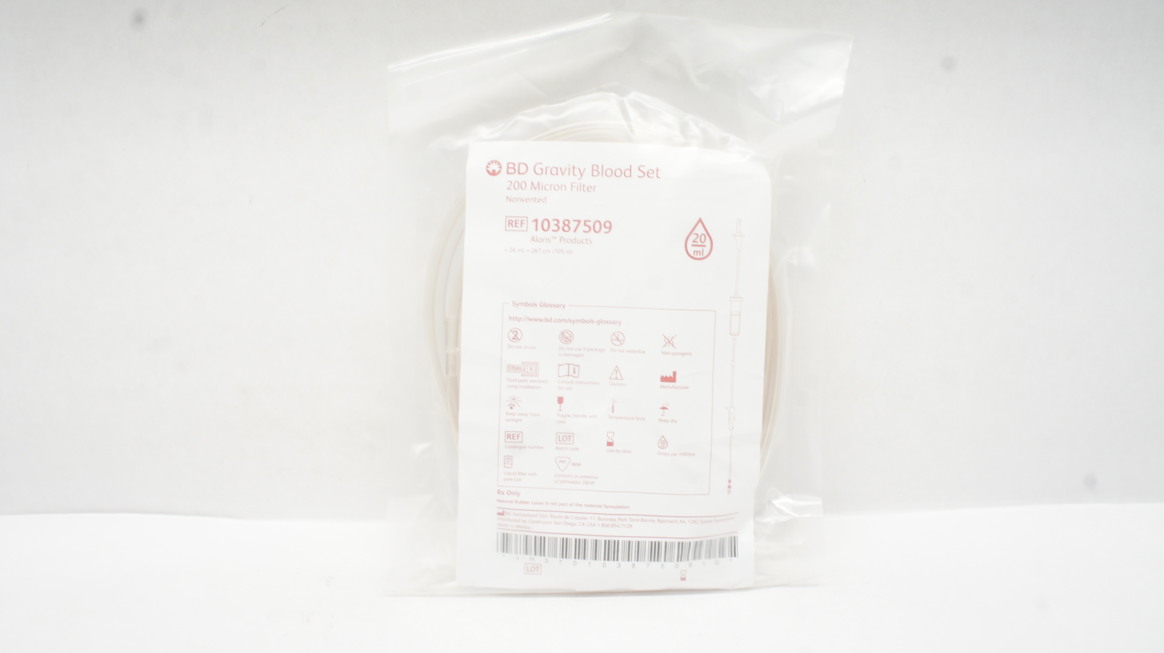 BD 10387509 Gravity Blood Set, 200 Micron Filter 26mL x 105inch 20Drops/mL (x)