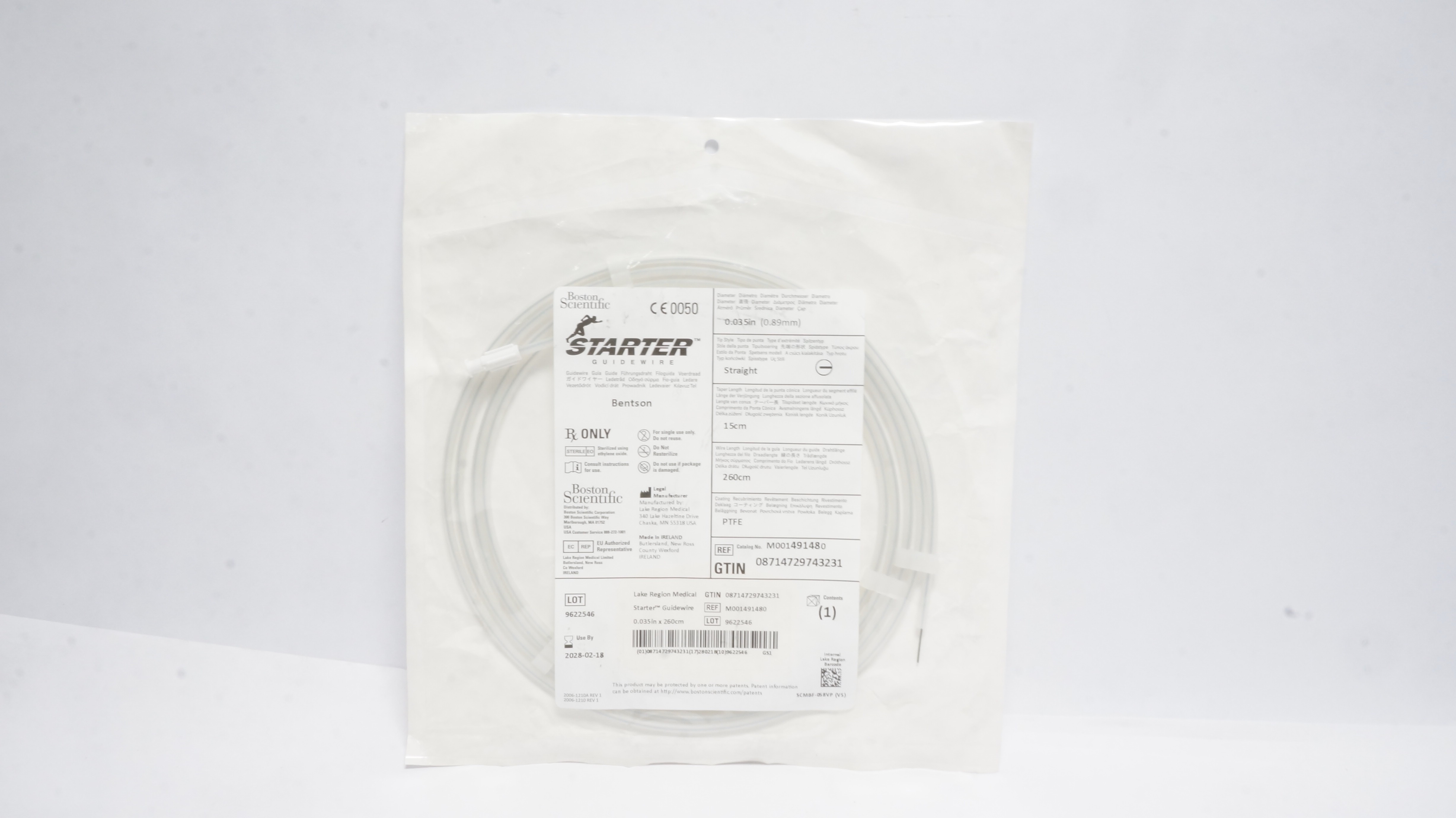 Boston Scientific 49148 Starter Guidewire Bentson 0.035in x 260cm