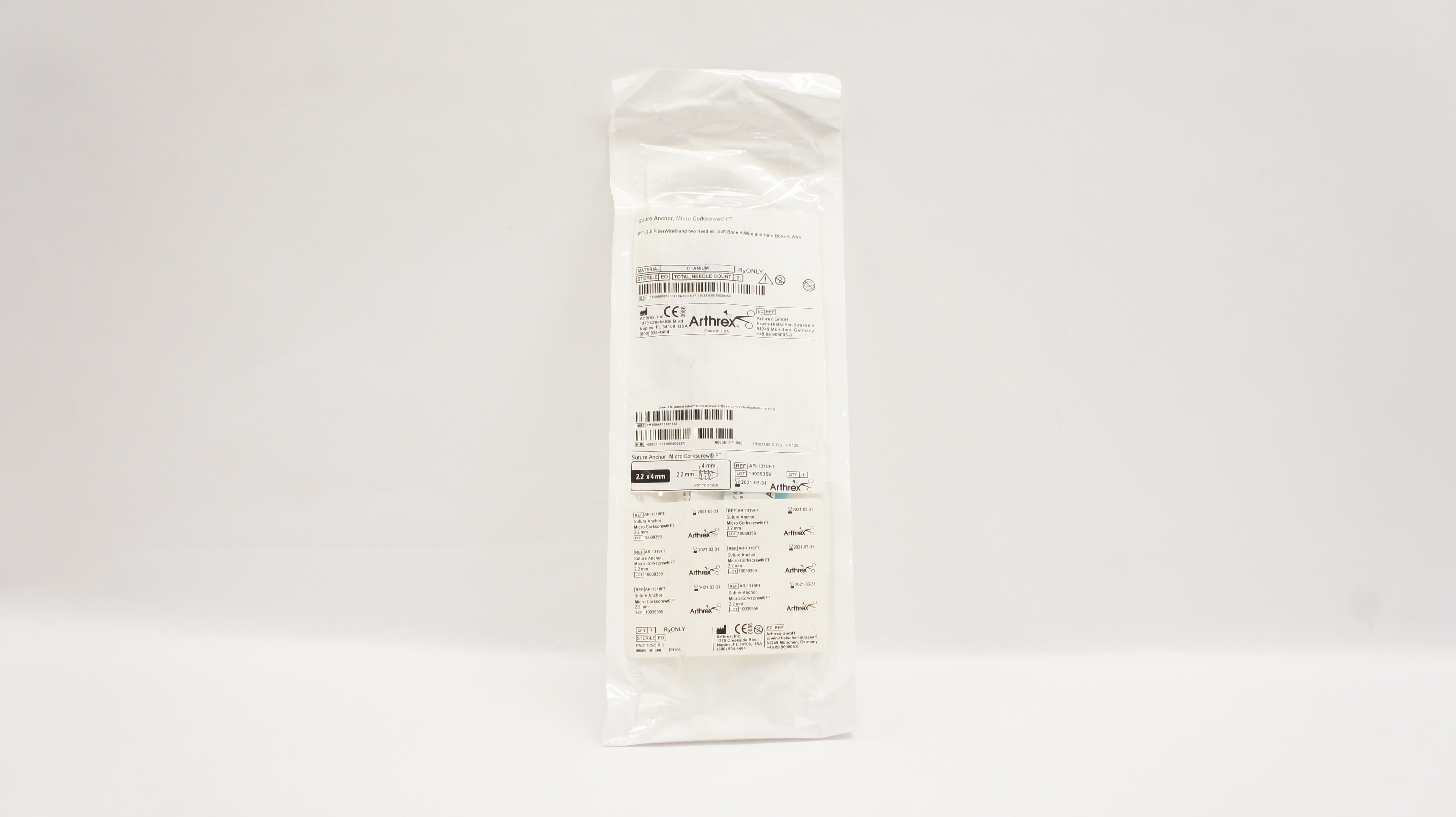 Arthrex AR-1318FT Stre Anchor Micro Corkscrew FT 4mm x 2.2mm (x)