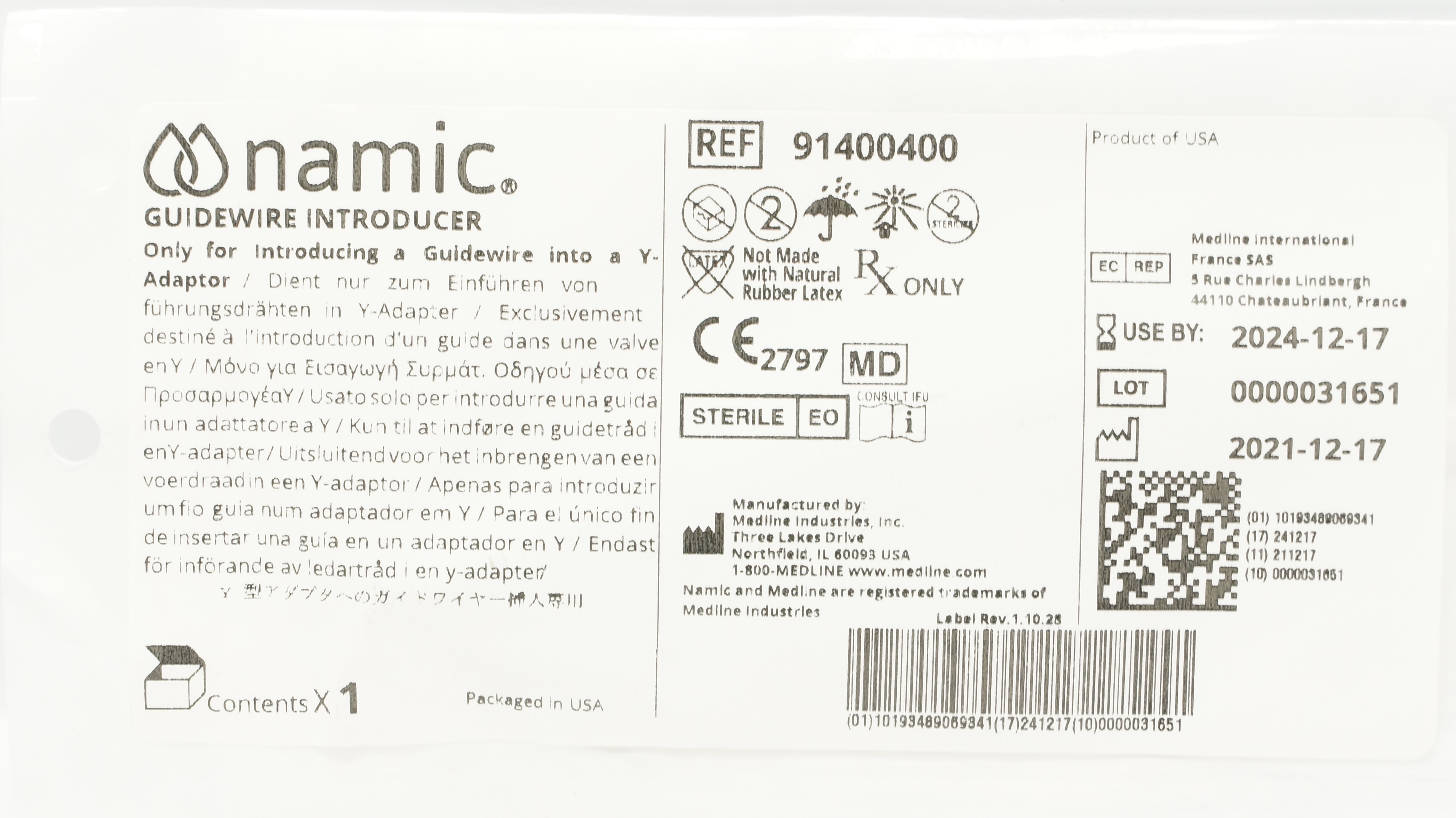 Medline 91400400 Namic Guidewire Introducer (x)