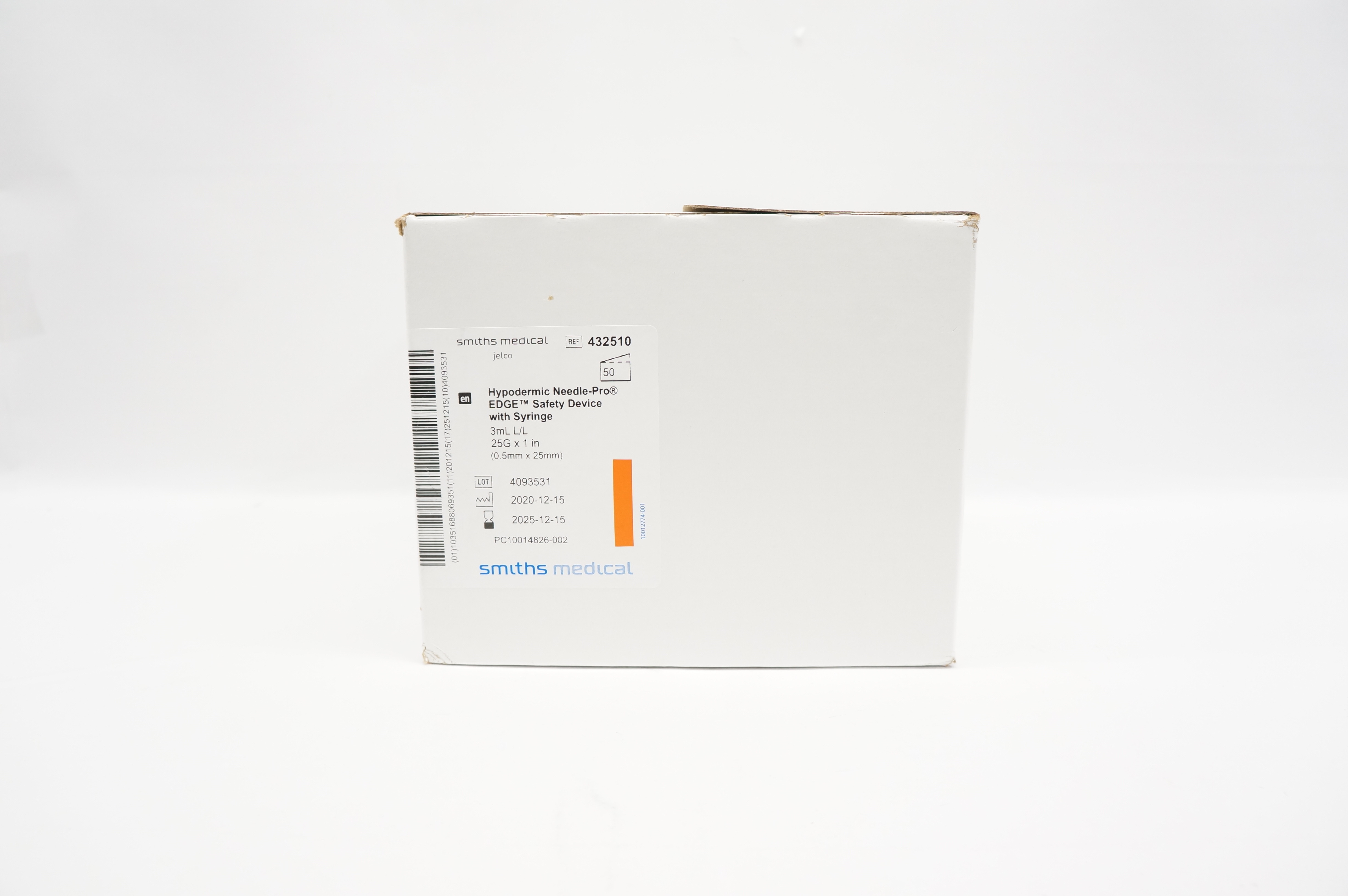 Smiths Medical 432510 Hypodermic Needle-Pro EDGE Safety Device 25Gx1in-Box of 50