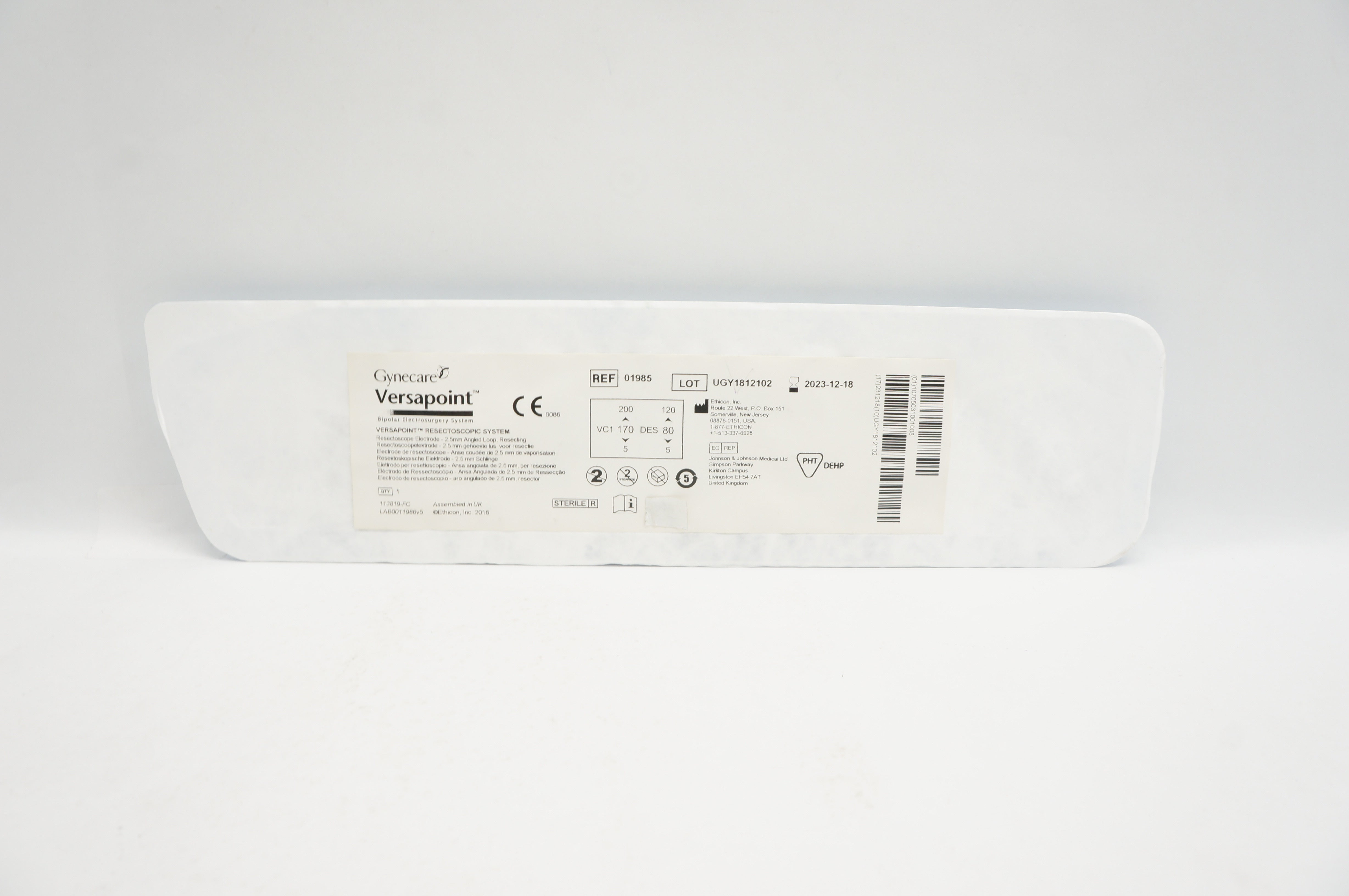 Ethicon 01985 Gynecare Versapoint Resectoscopic System 2.5mm Angled Loop