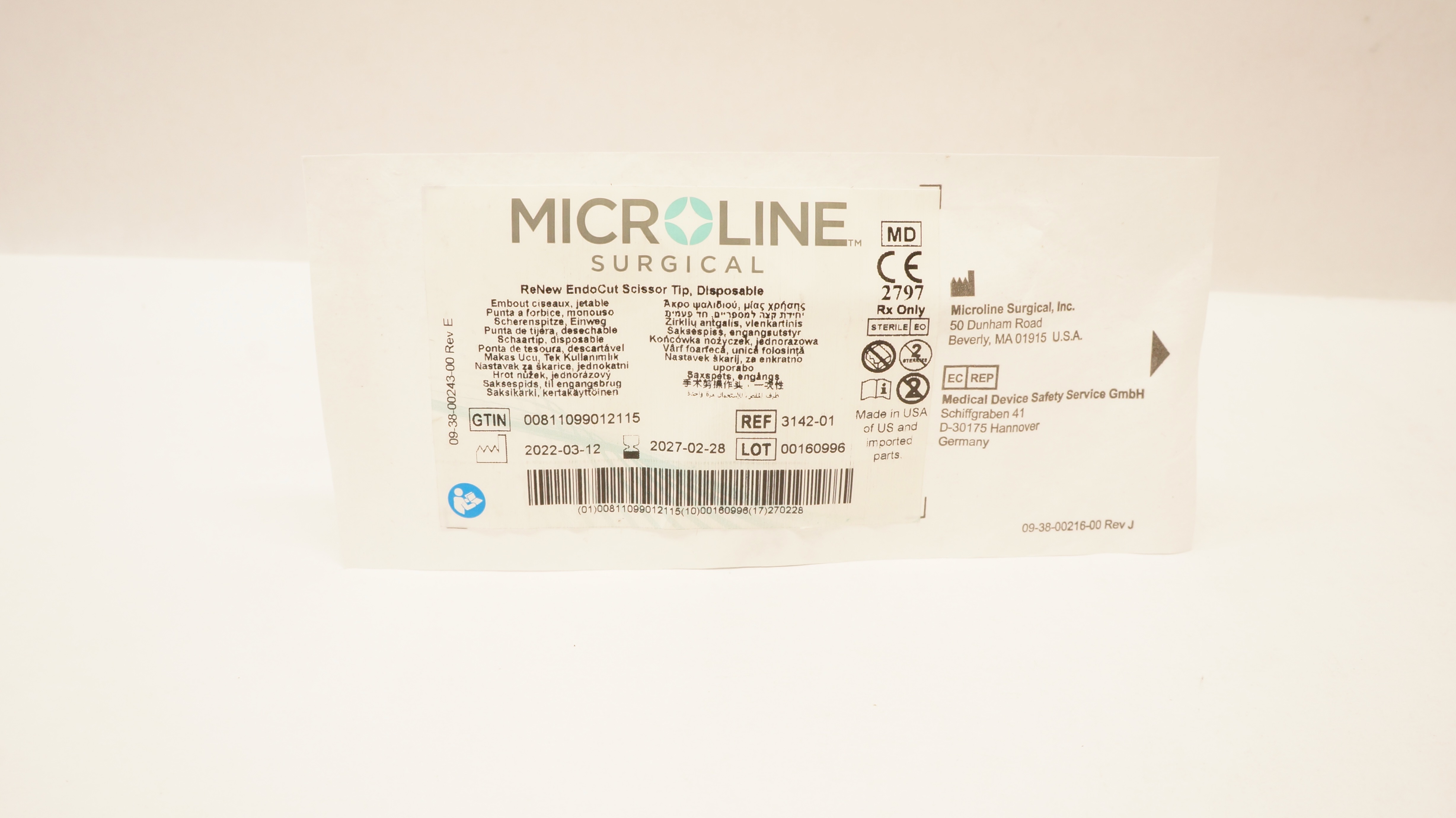Microline Surgical 3142-01 ReNew EndoCut Scissor Tip, Disposable
