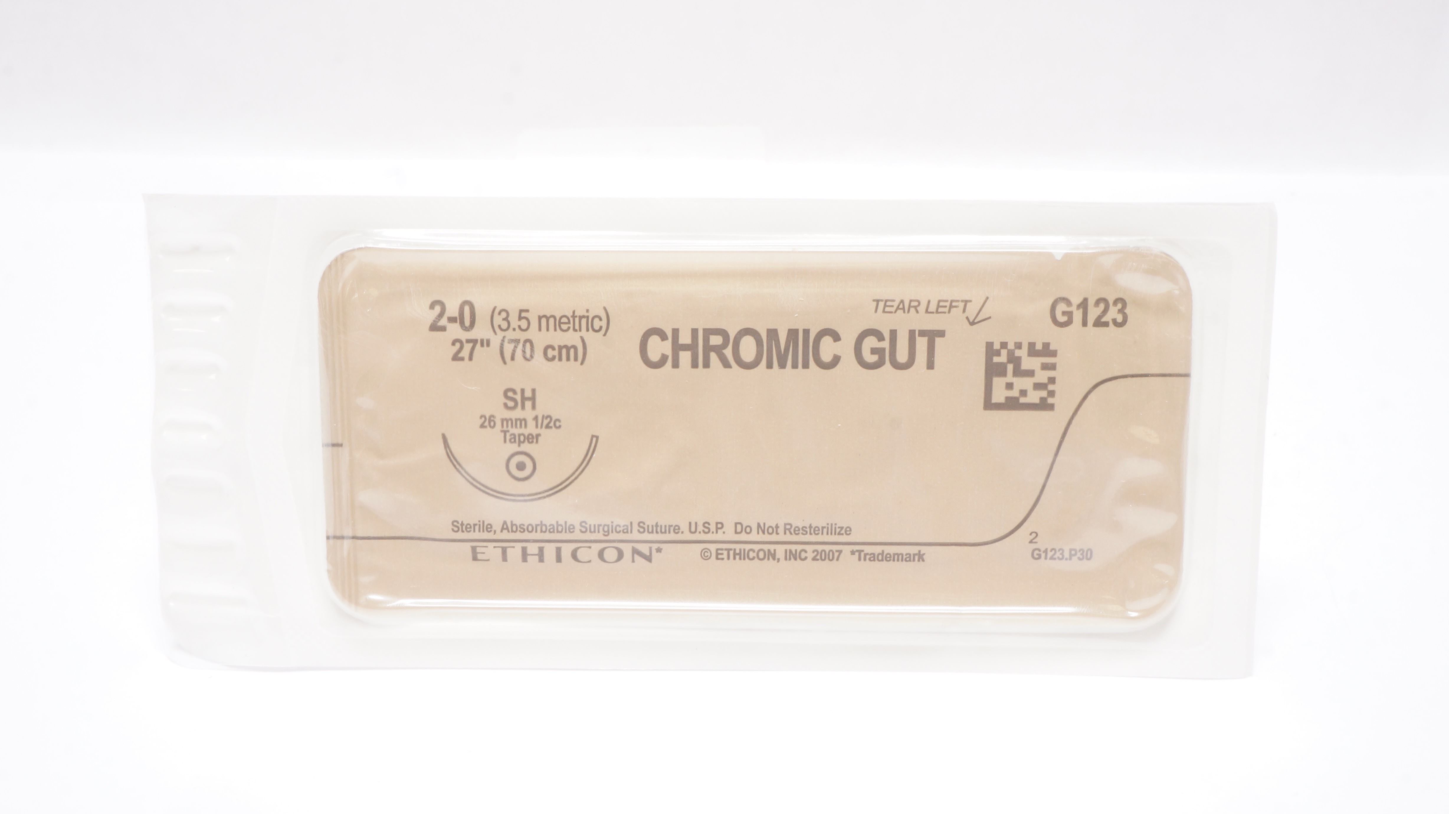 Ethicon G123 2-0 Chromic Gut Surgical Stre SH 26mm 1/2c Taper, 27inch