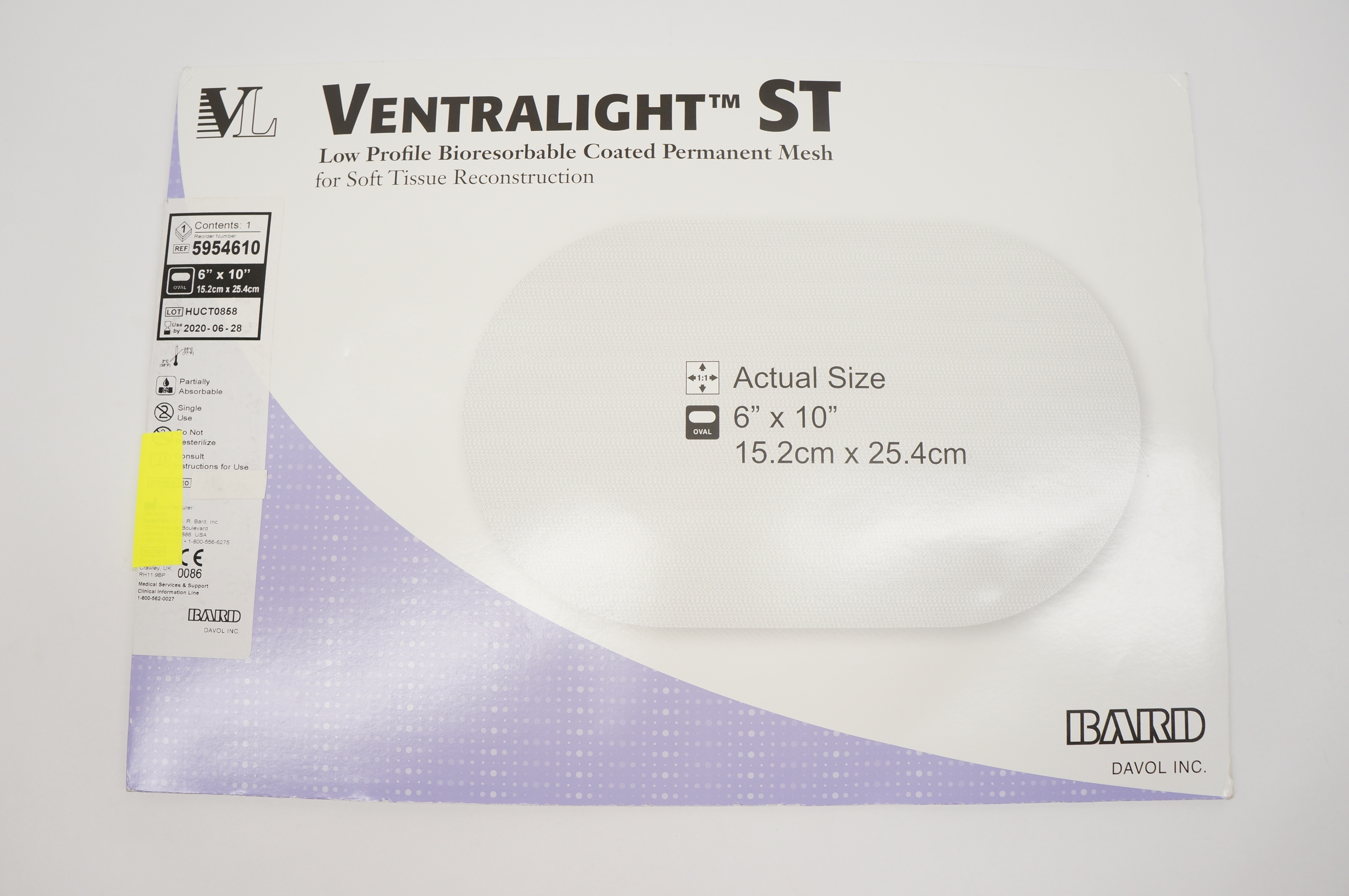 Bard 5954610 Ventralight ST Low Profile Bioresorbable Coated 6inch x 10inch (x)
