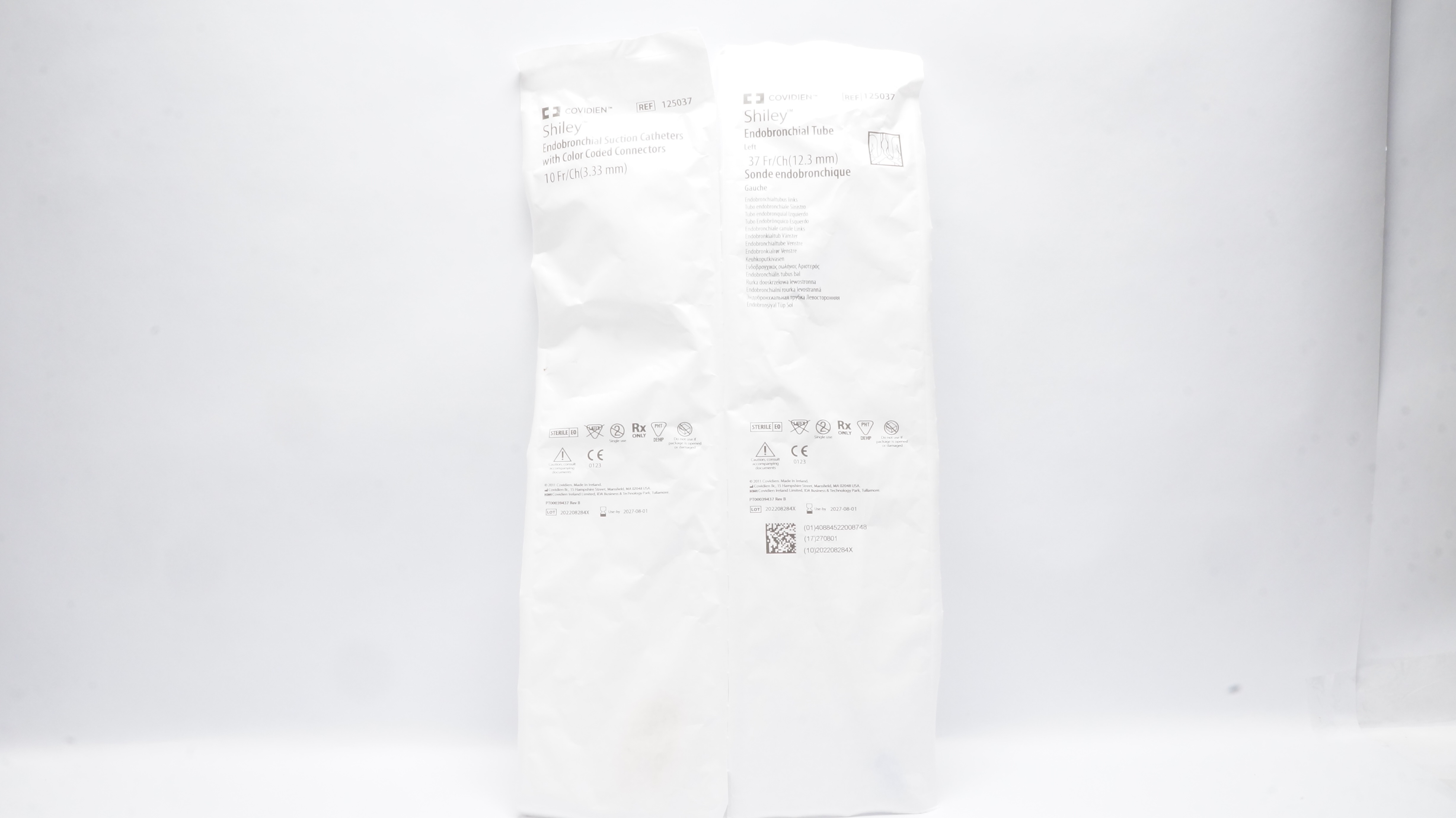 Covidien 125037 Shiley Endobronchial Suction Caths.w/Connectors 10Fr & Tube 37Fr