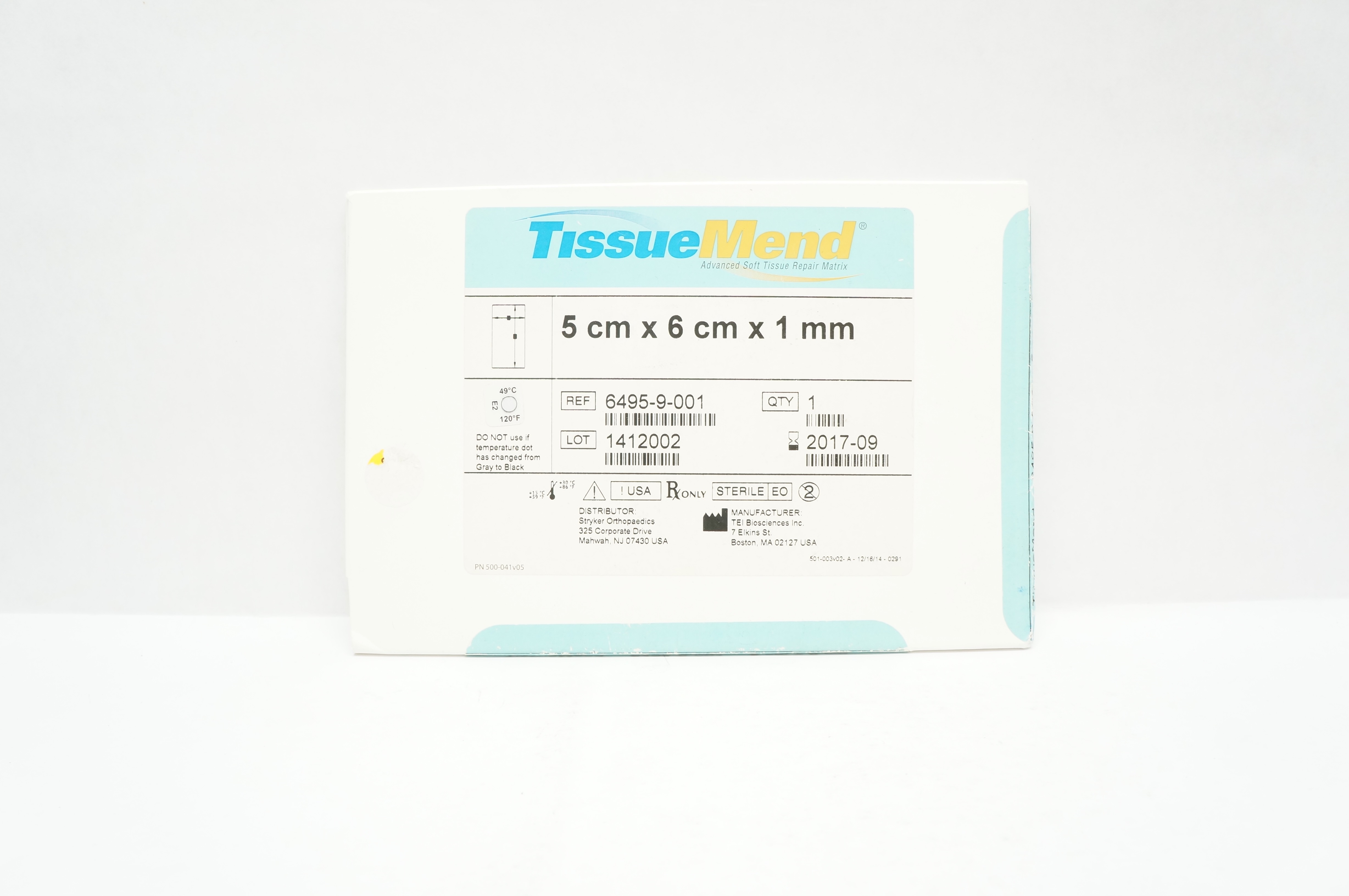 Stryker Orthopaedics 6495-9-001 TissueMend Advanced Soft Tissue 5cm x6cm x1mm(x)