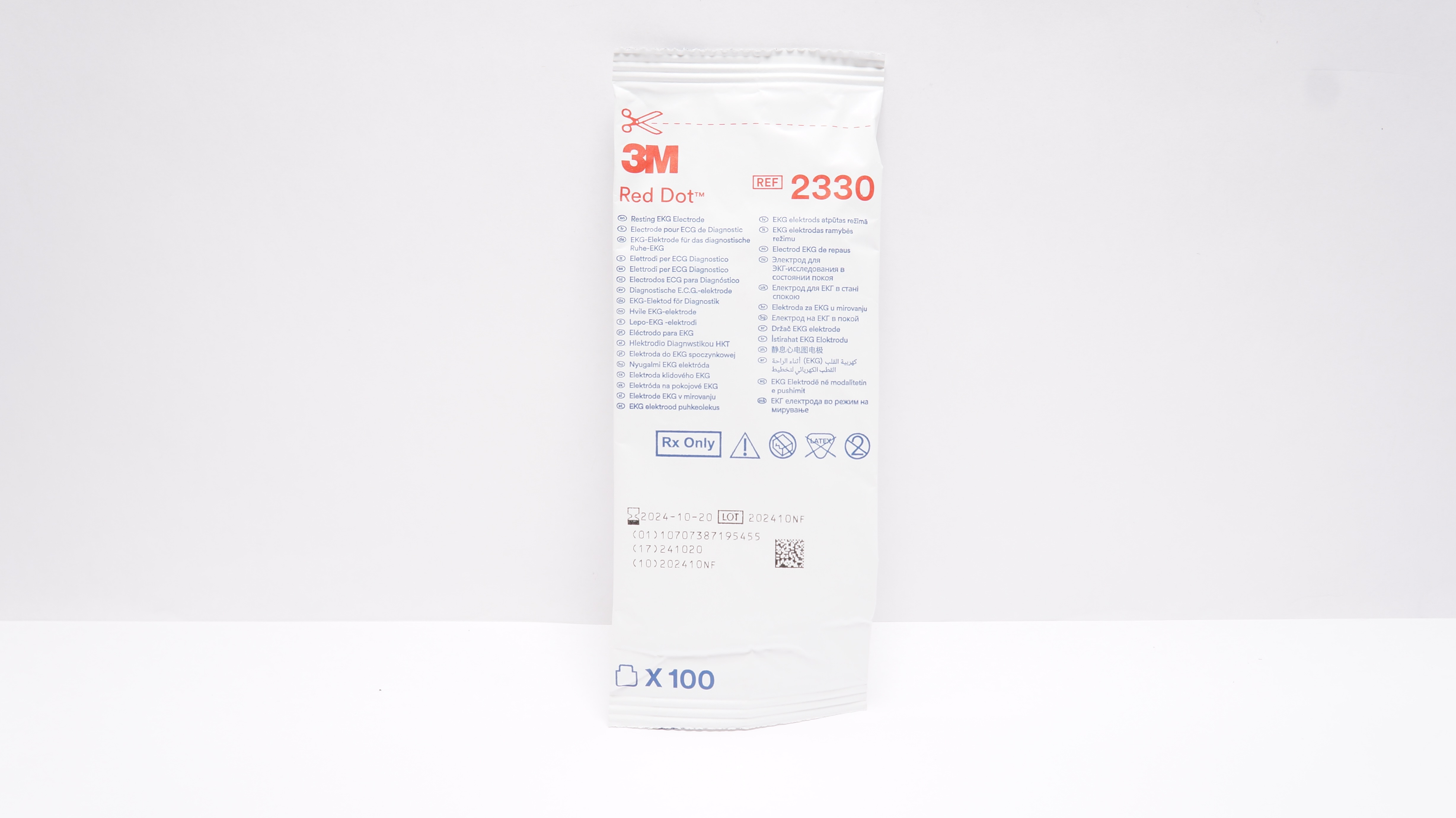 3M 2330 Red Dot Resting EKG Electrode - Pack of 100