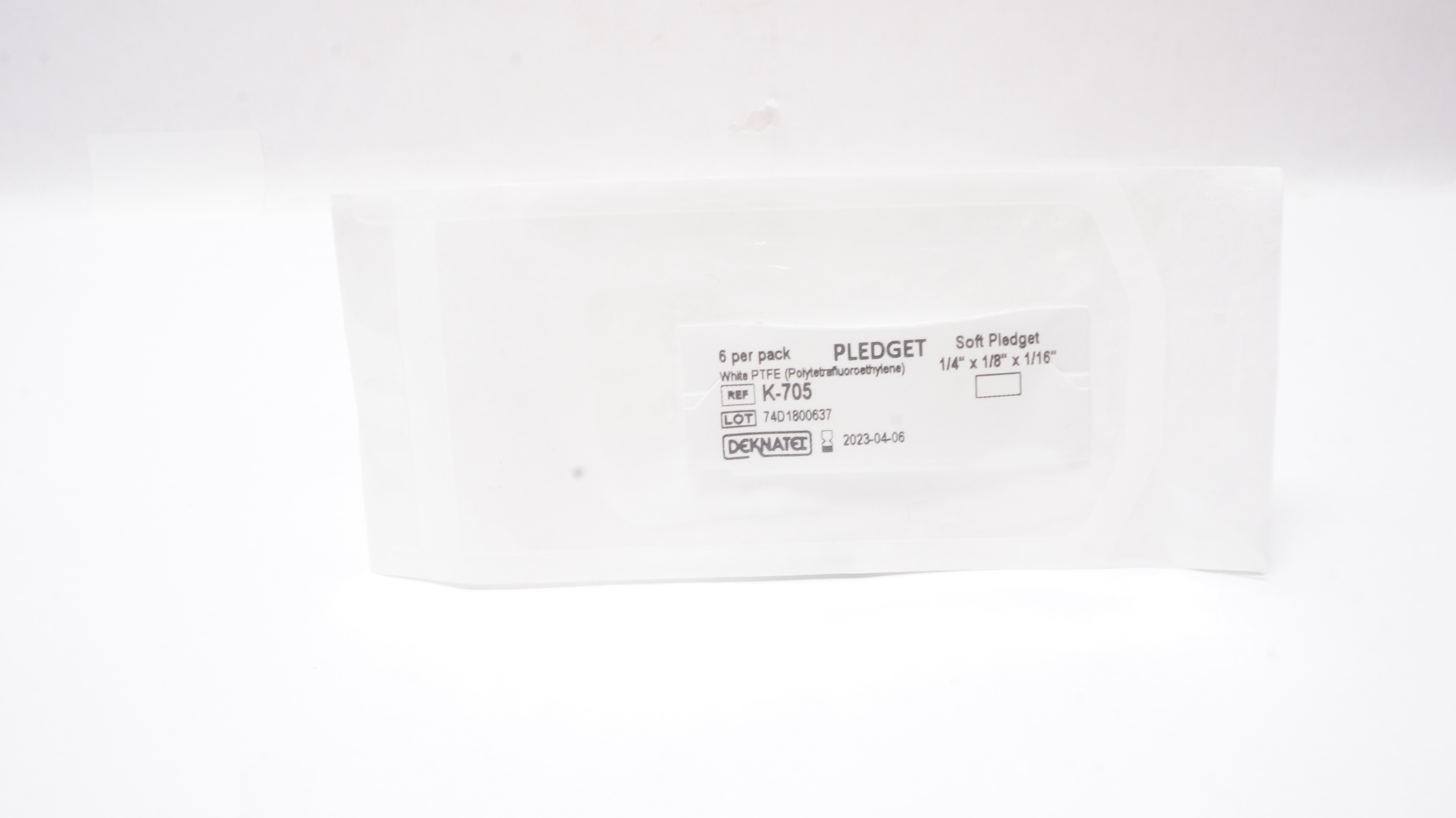 Teleflex K-705 Soft Pledget White PTFE 1/4 x 1/8 x 1/16inch - Pack of 6 (x)