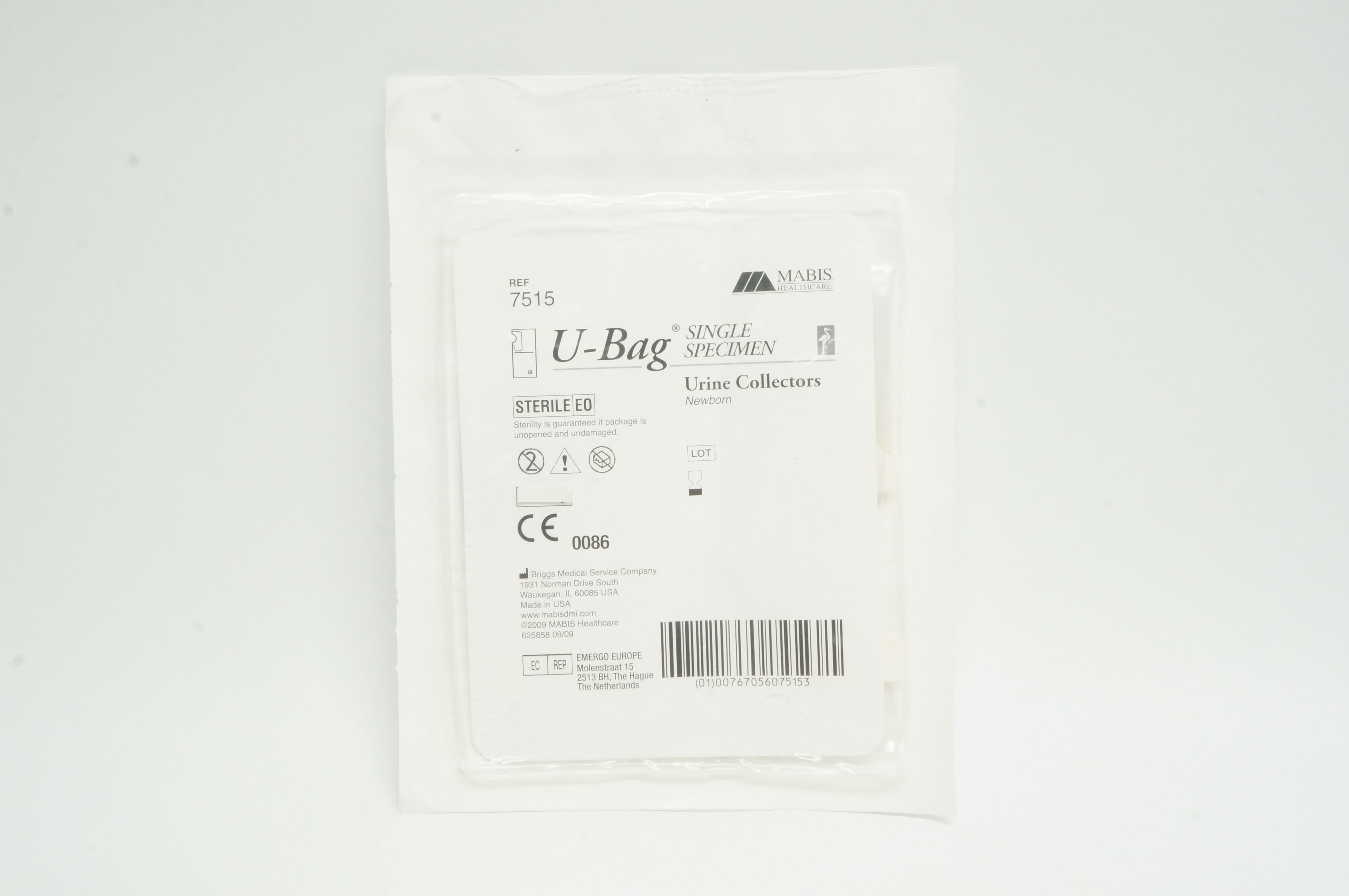 Mabis 7515 Briggs Medical U-Bag Single Specimen Urine Collectors, Newborn