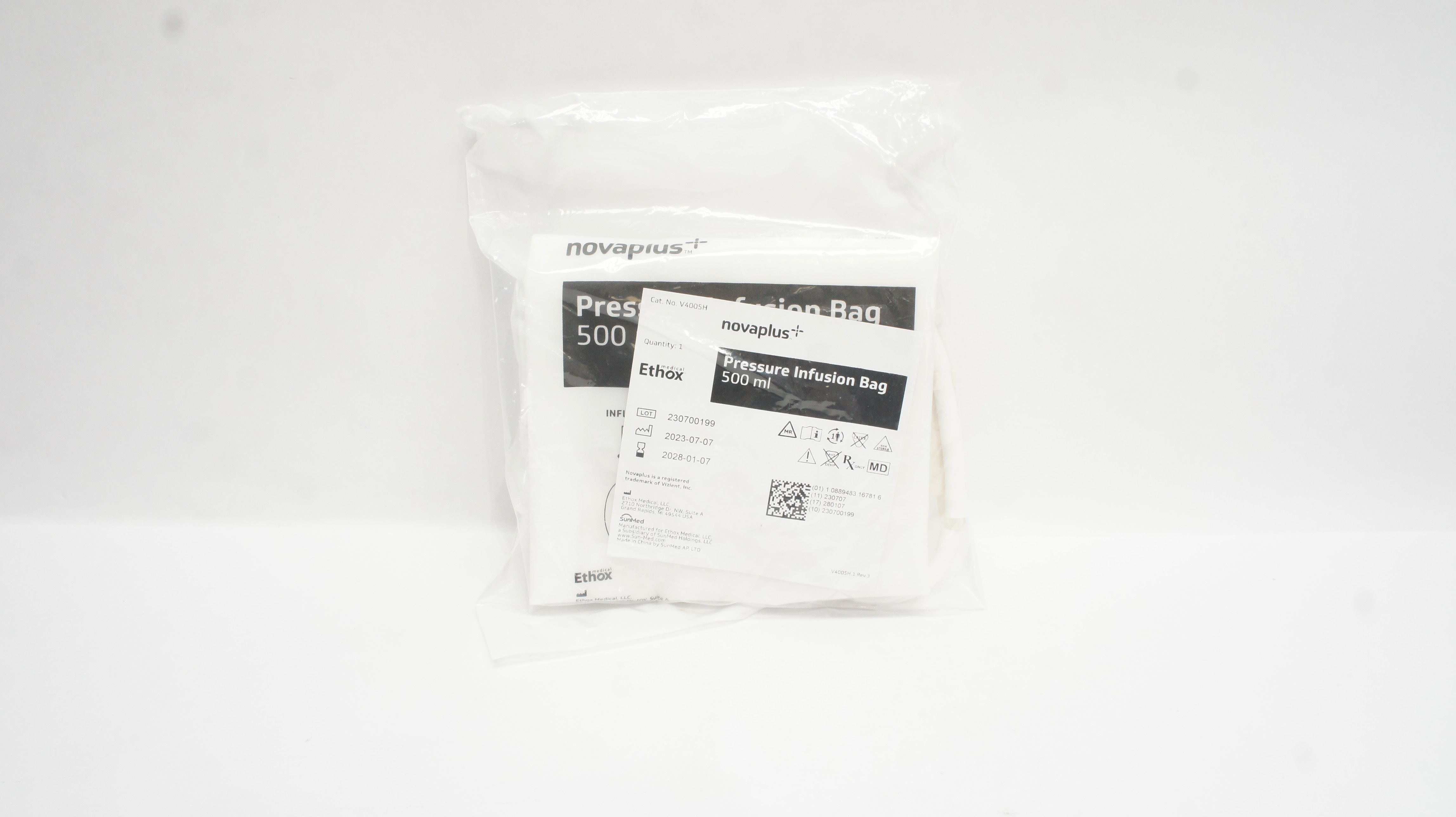 SunMed V4005H Ethox Novaplus Pressure Infusion Bag 500mL