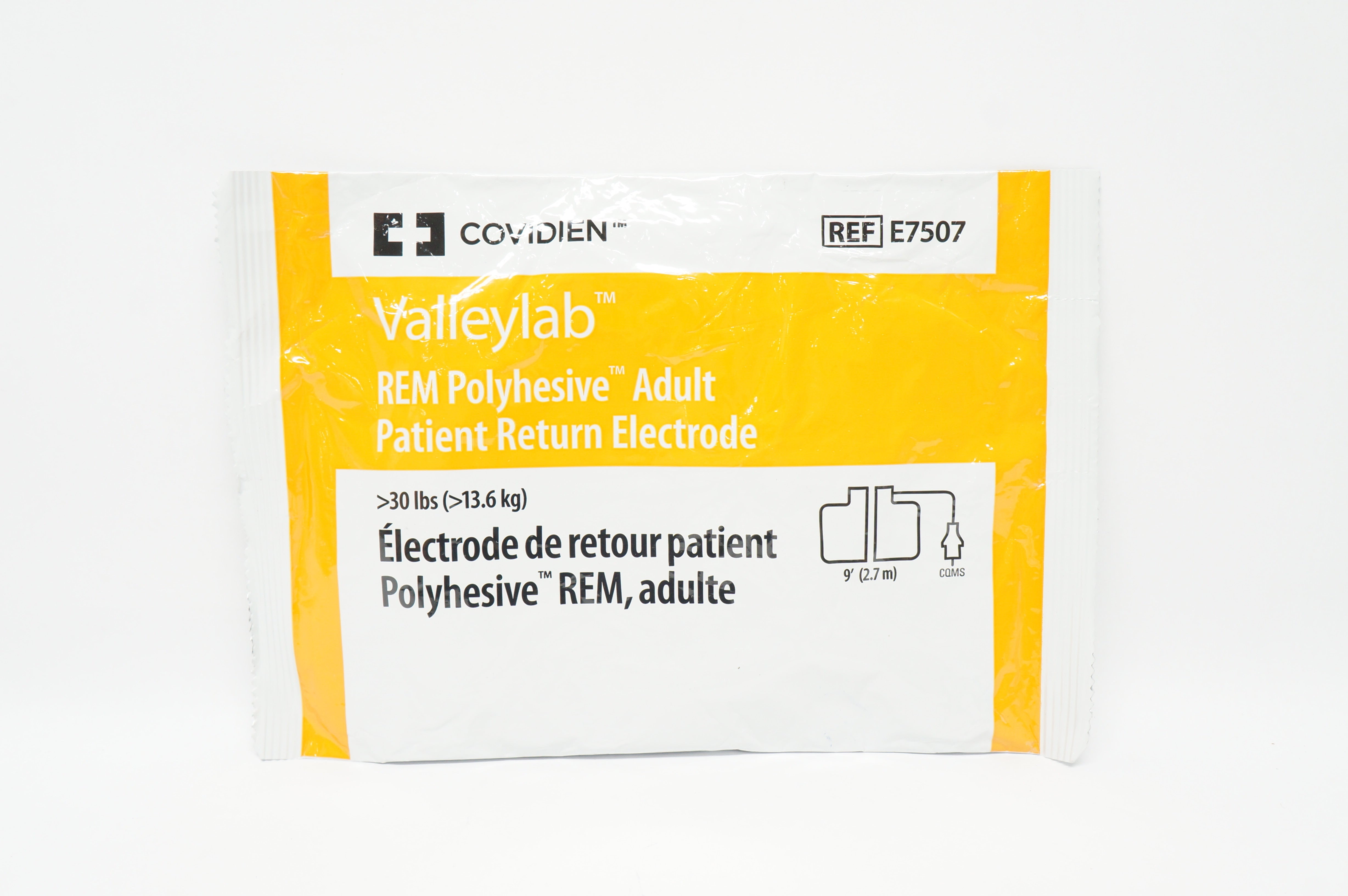Covidien E7507 Vallelylab REM Polyhesive Adult Patient Return Electrode >30lbs (x)