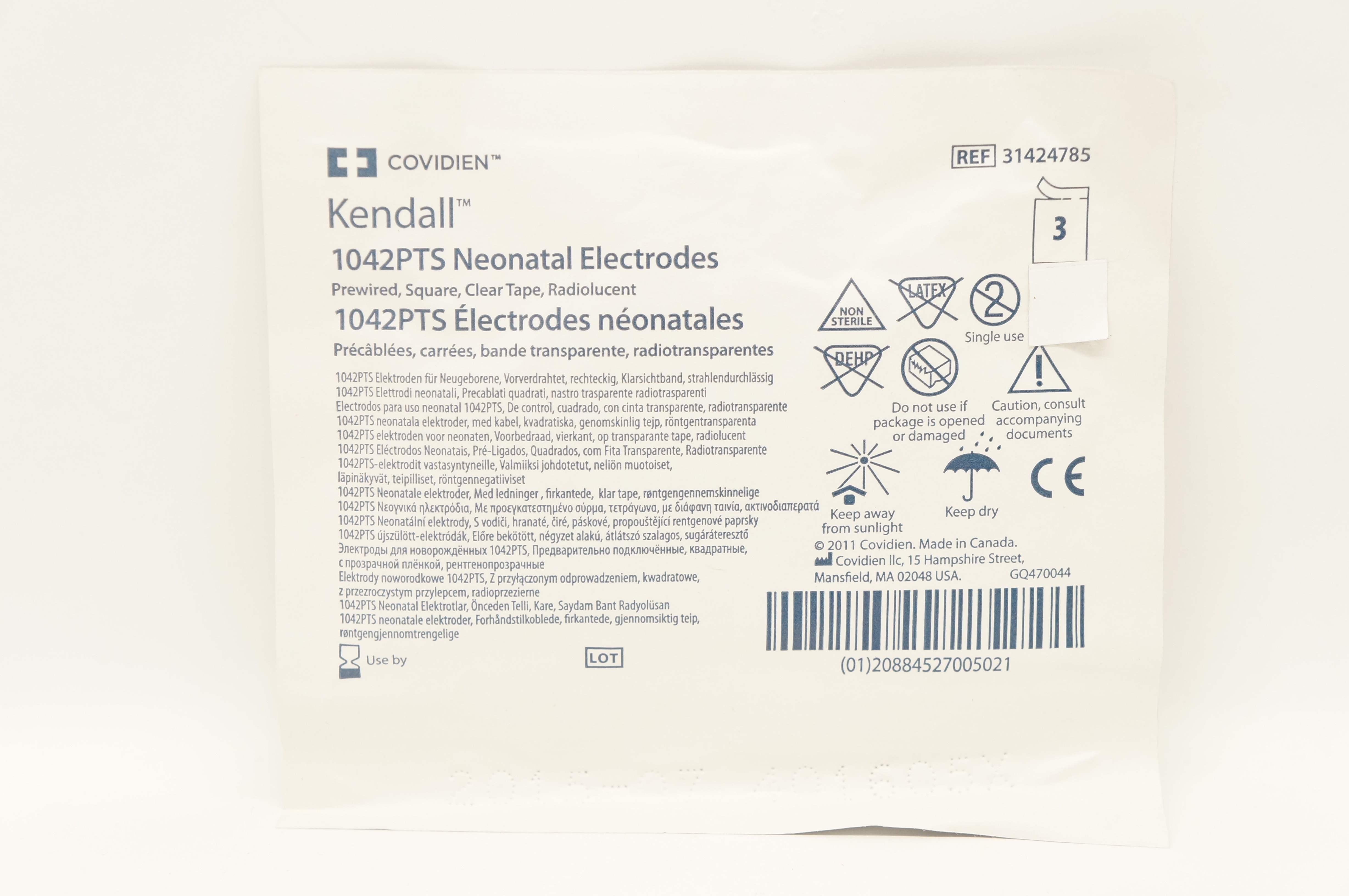 Covidien 31424785 Kendall 1042PTS Neonatal Electrodes (x) - Pack of 3