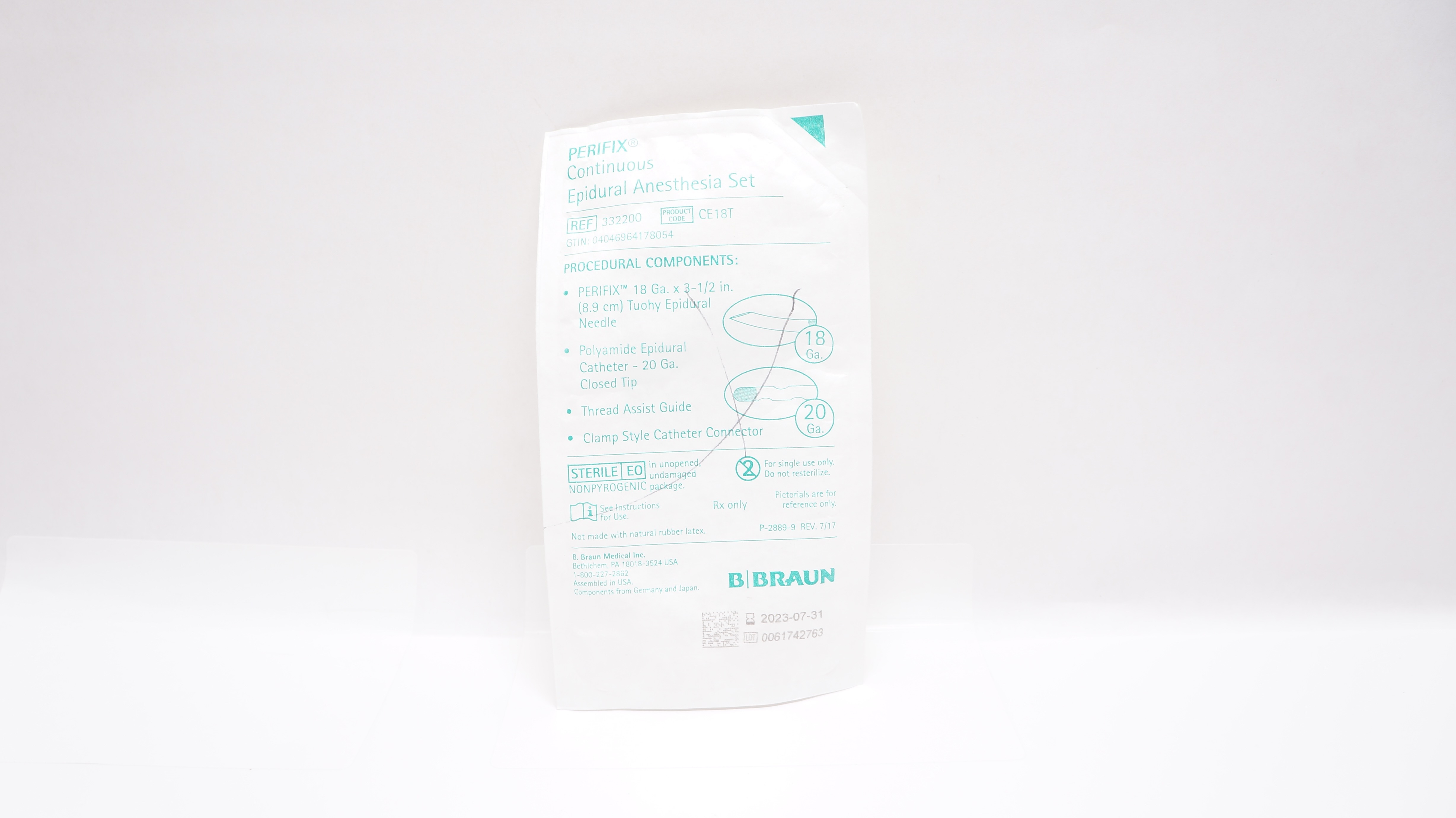 Braun 332200 PERIFIX Continuous Epidural Anesthesia Set 18 Ga. x 3-1/2inch (x)