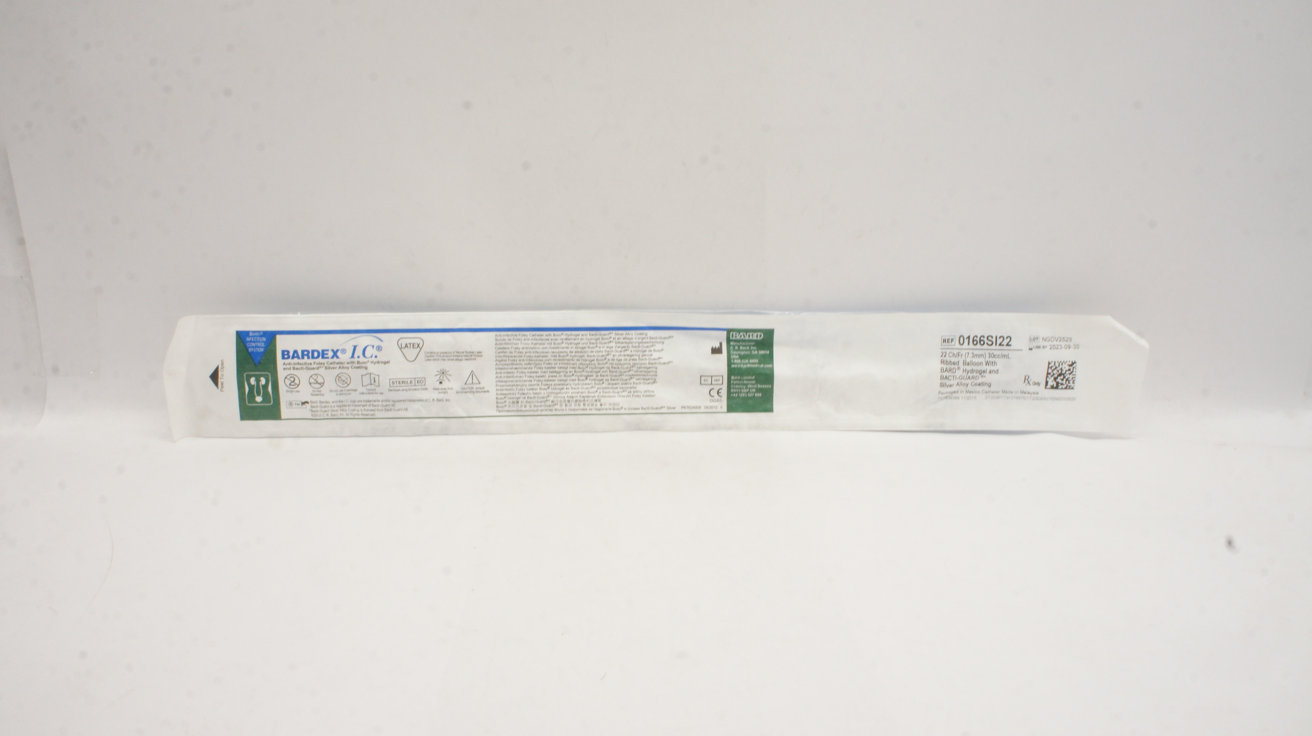 Bard 0166SI22 Bardex I.C. Anti-Infective Foley Cath. 22Ch/Fr 30cc/mL Balloon (x)