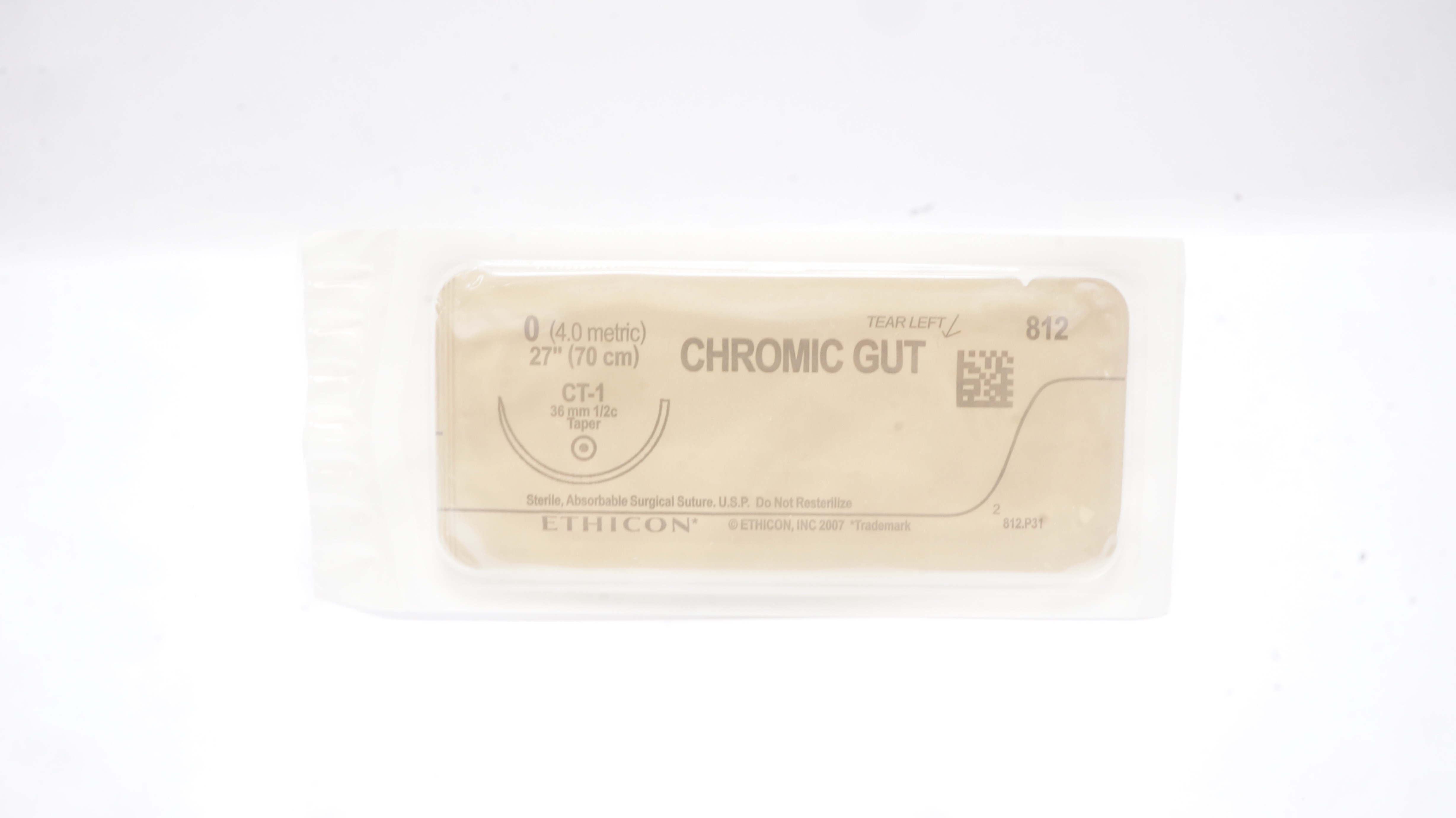 Ethicon 812 0 CHROMIC GUT, CT-1, 36mm 1/2c Taper, 27inch (x)
