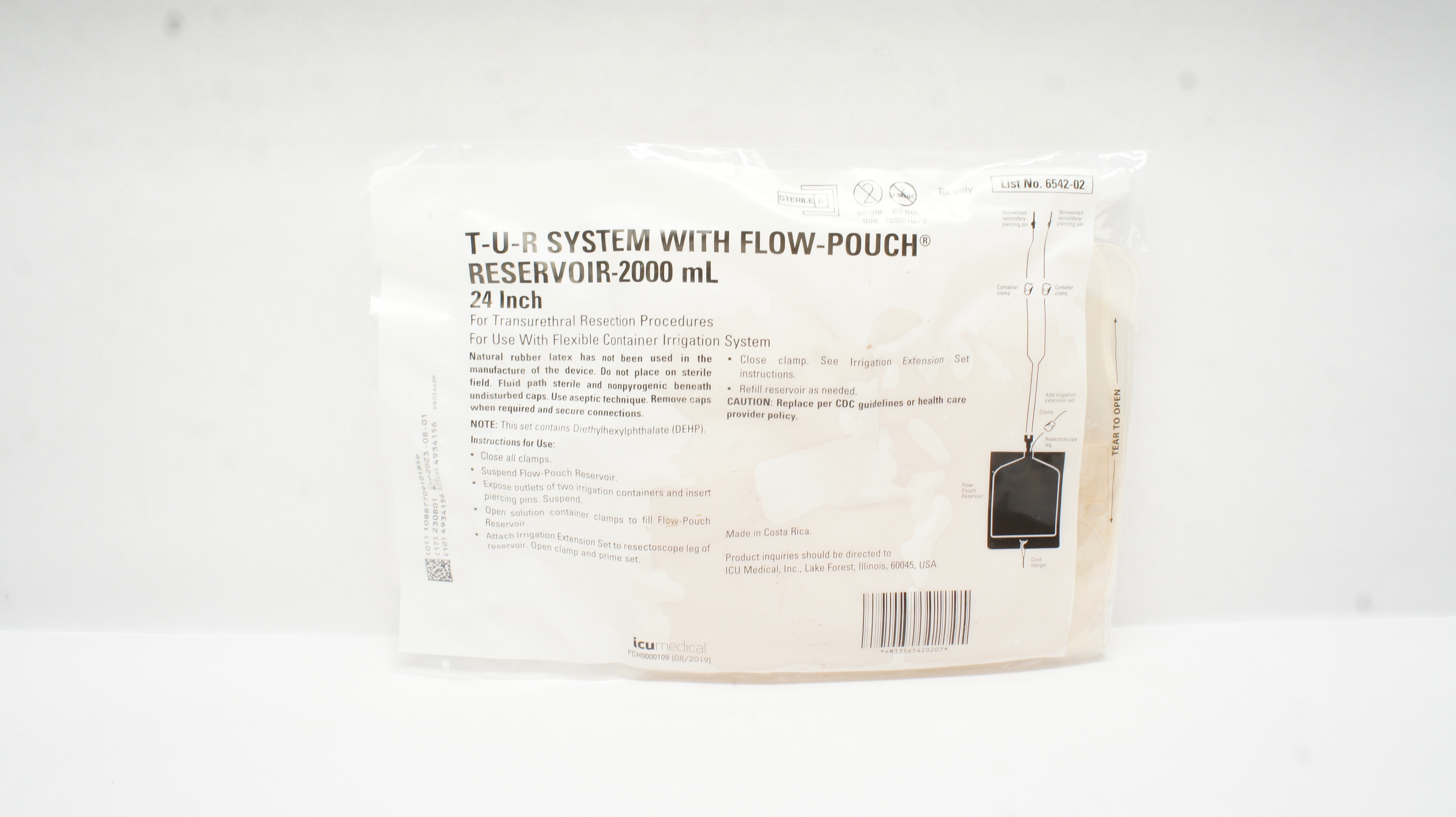 Icu Medical 6542-02 T-U-R System W/Flow-Pouch Reservoir 2000mL 24In (x)