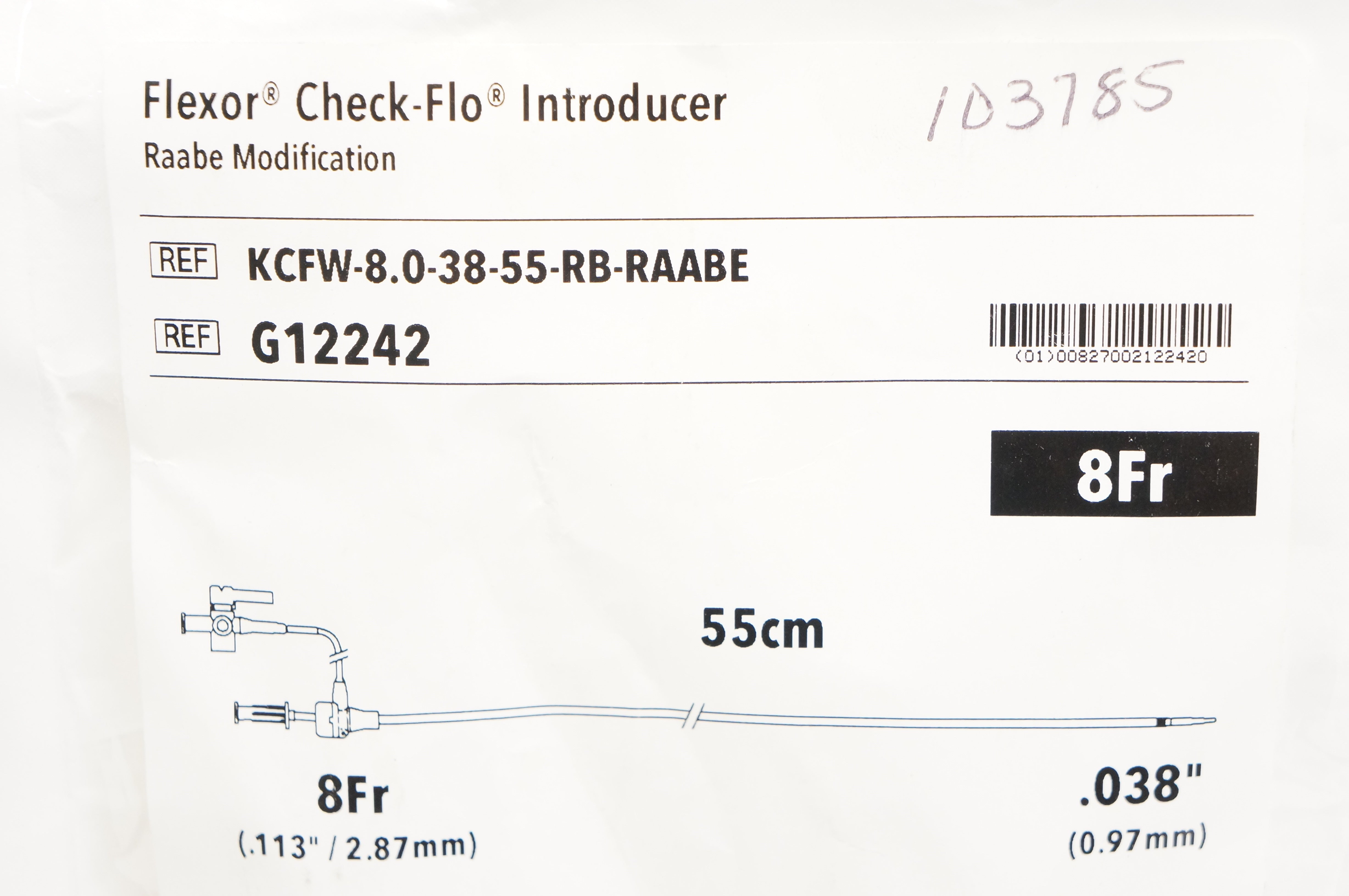 Cook Medical G12242 Flexor Check-Flo Introducer 8Fr x 55cm x .038inch (x)
