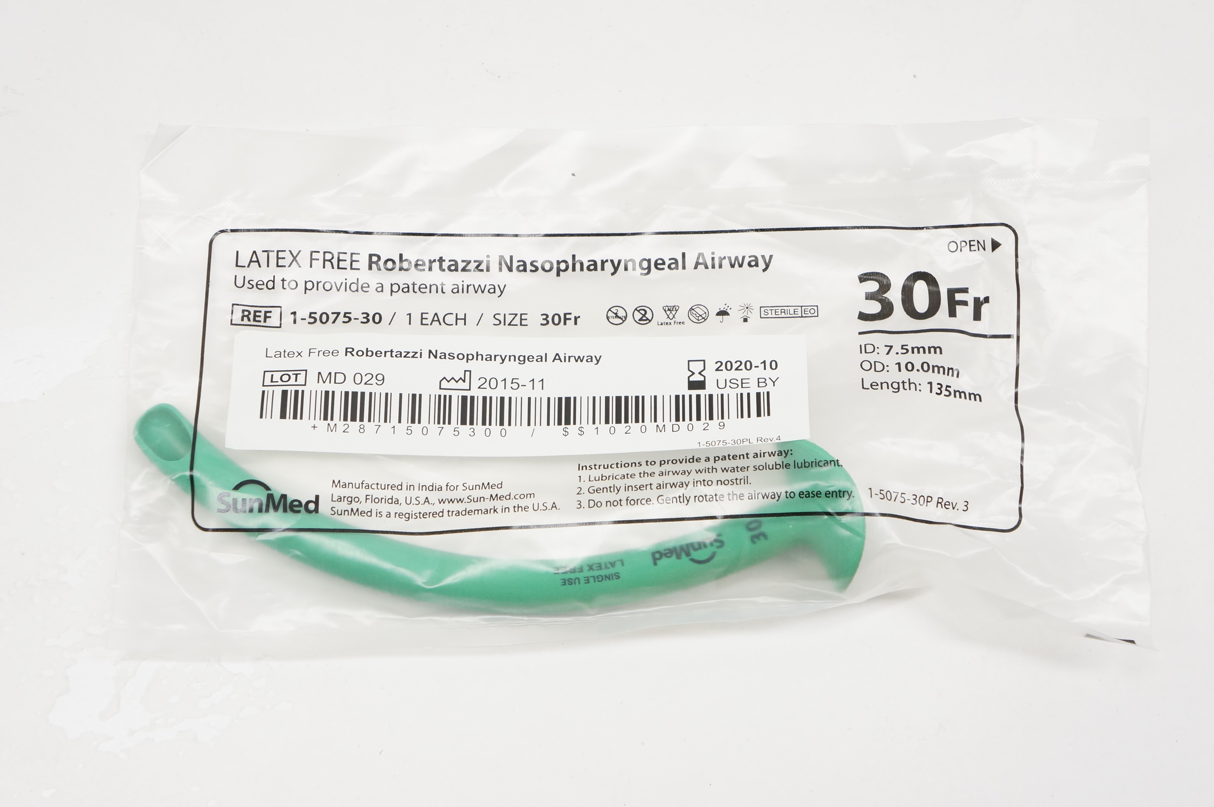 SunMed 1-5075-30 Robertazzi Nasopharyngeal Airway 30Fr.