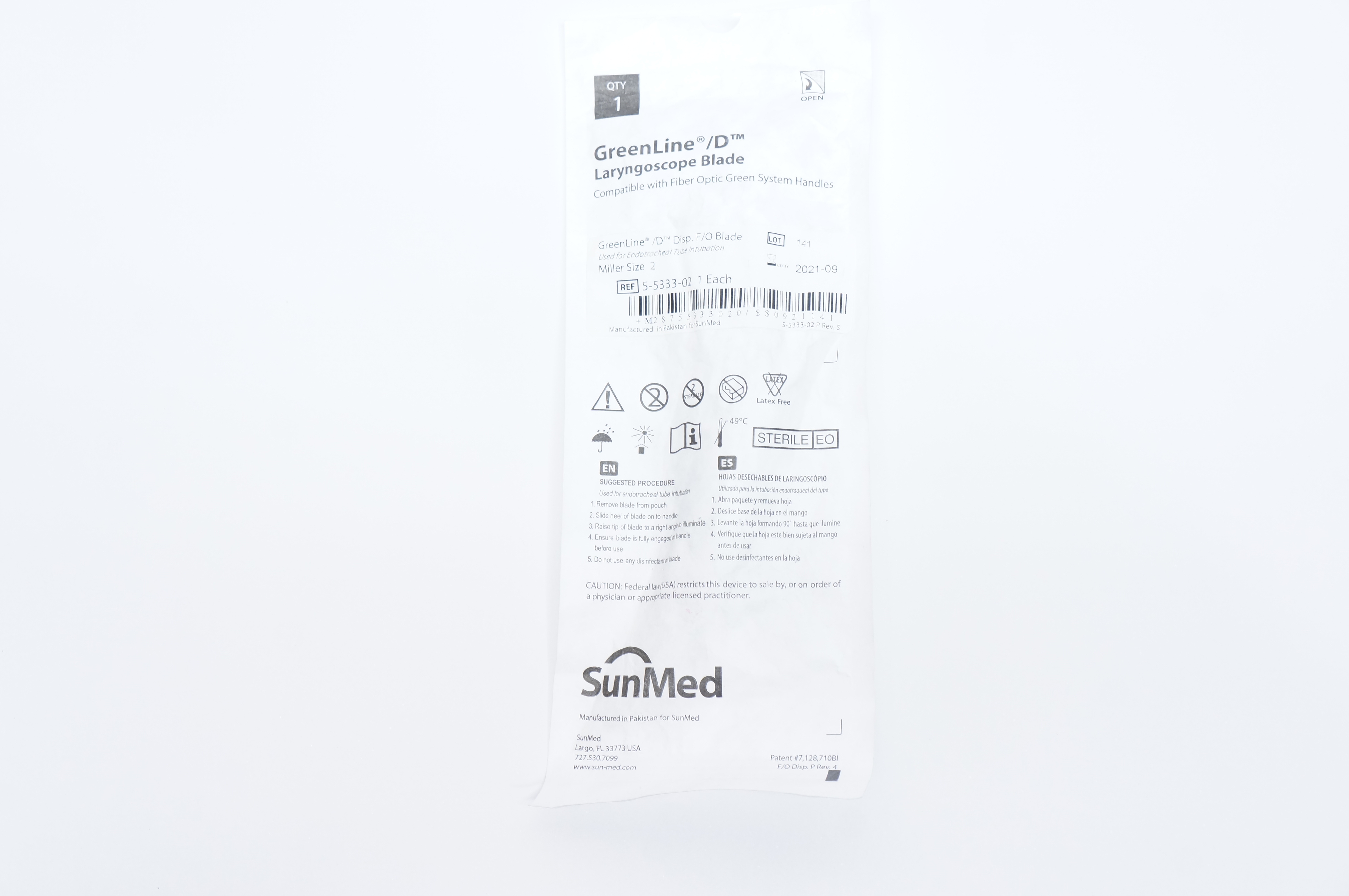 SunMed 5-5333-02 GreenLine/D Sterile Premature FO Blade Miller Size 2 (x)