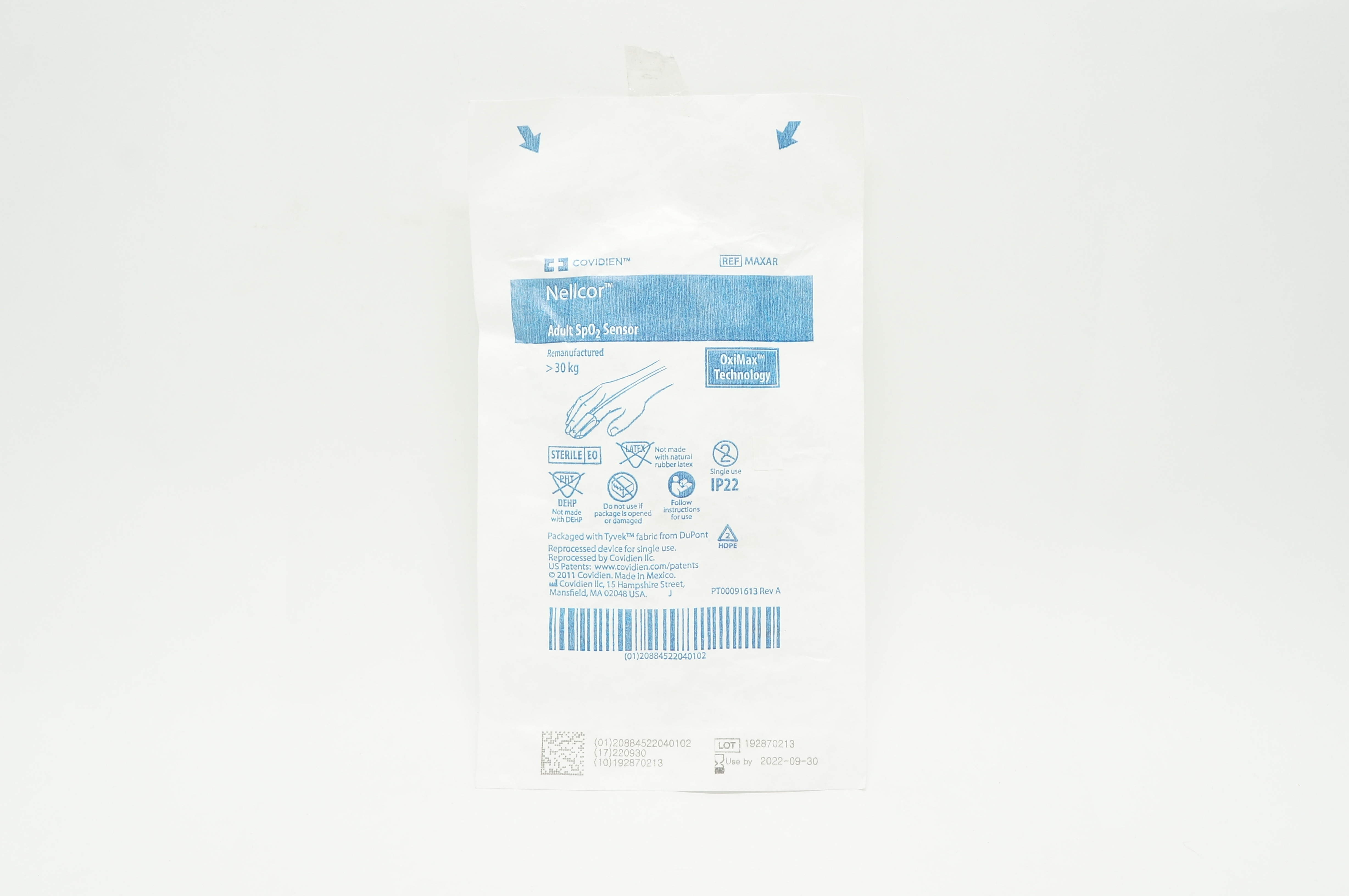 Covidien MAXAR Nellcor, Adult SpO2 Sensor > 30kg