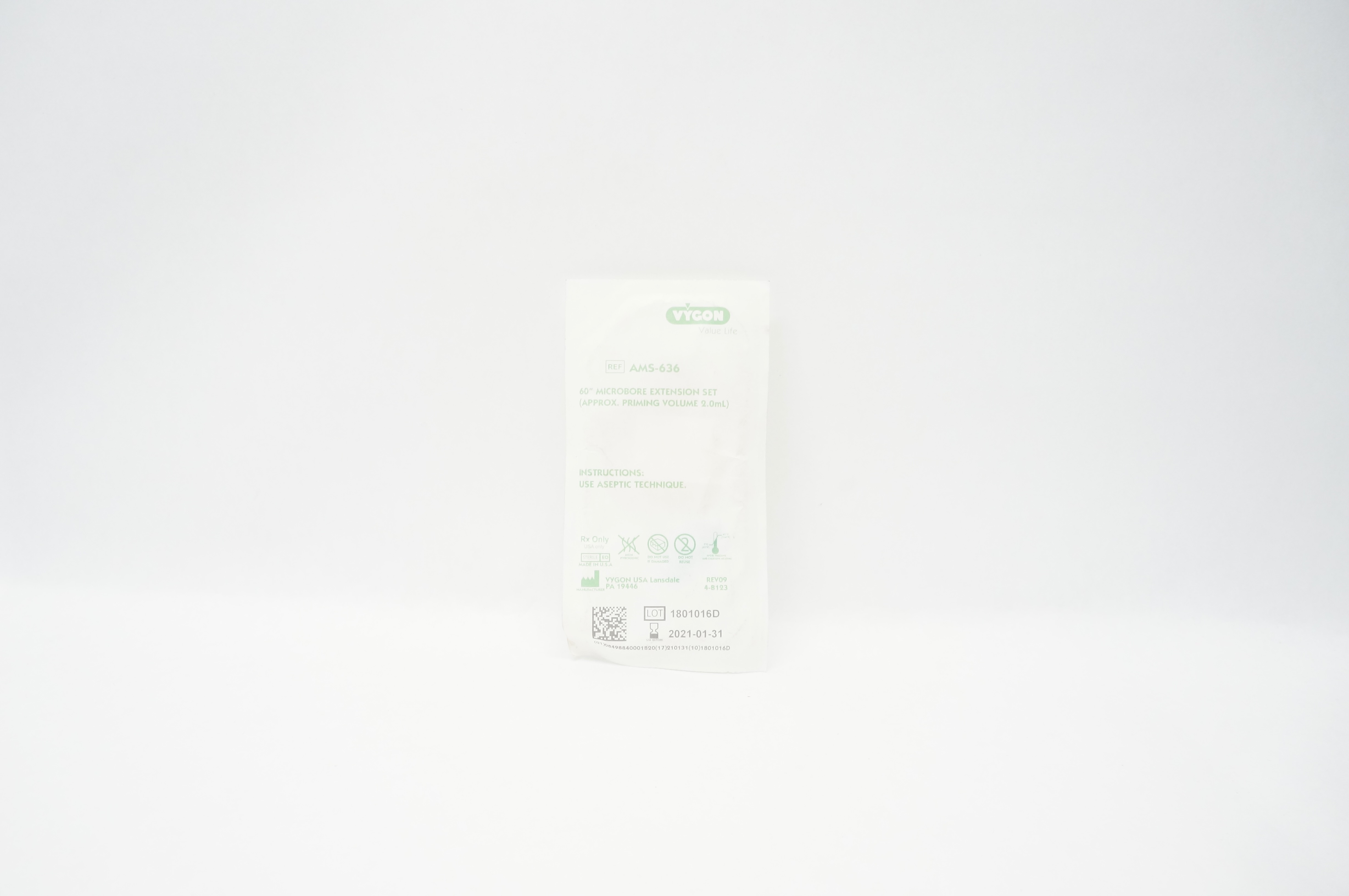 Vygon AMS-636 Microbore Extension Set, Approx. Priming Volume 2.0ml x 60inch (x)