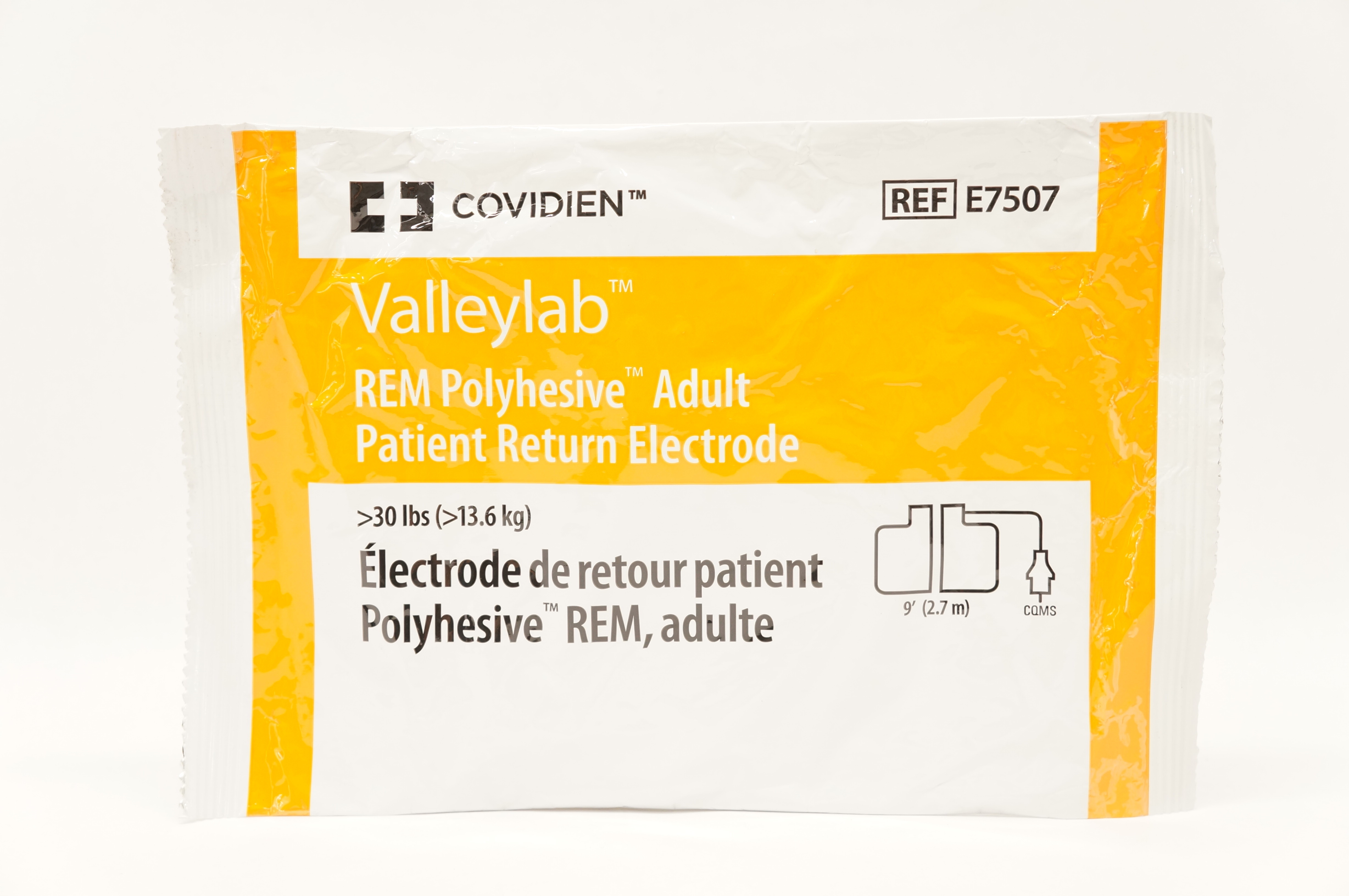 Covidien E7507 ValleyLab REM Polyhesive Adult Patient Return Electrode >30lbs(x)