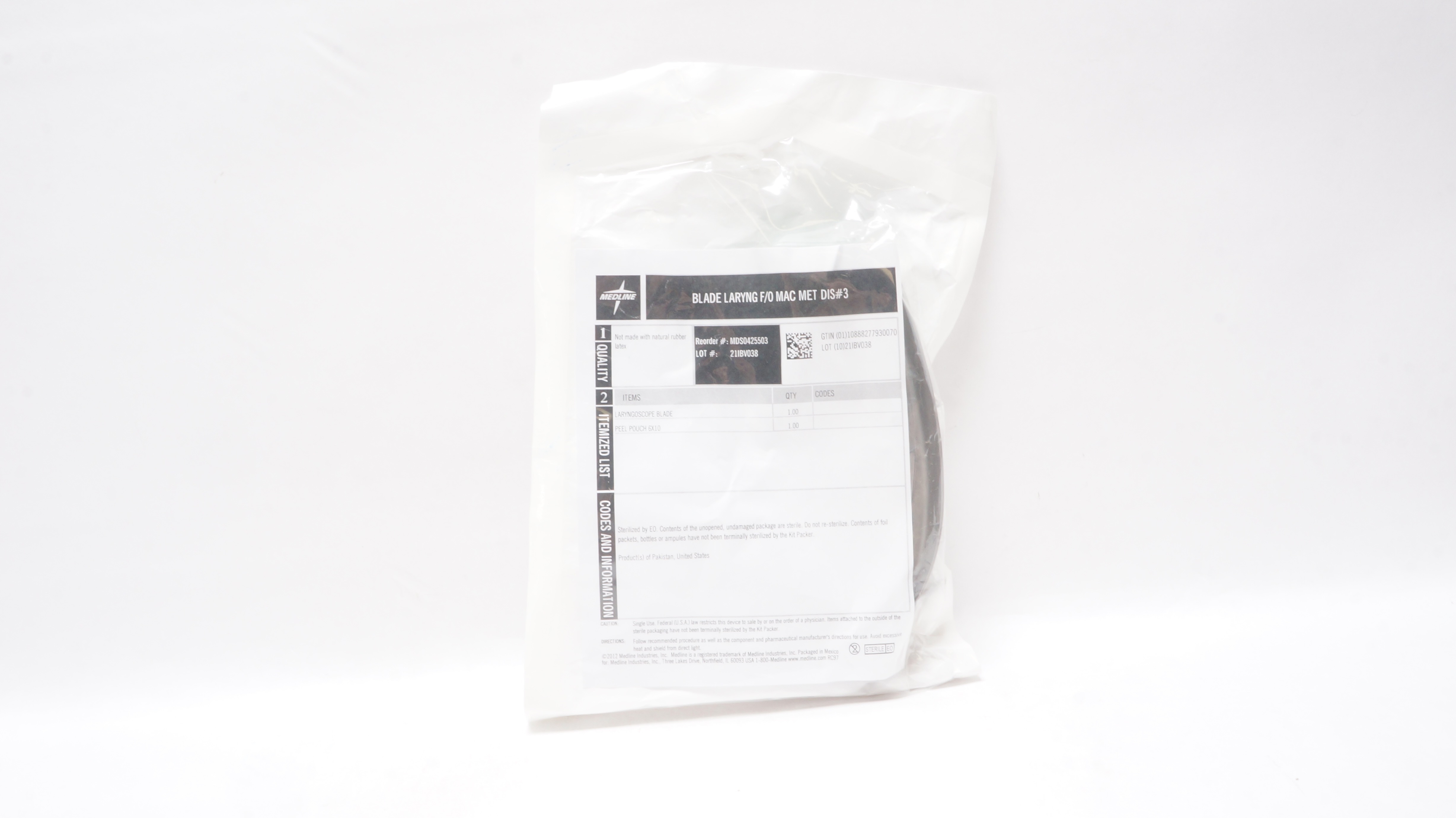 Medline MDS0425503 Blade Laryng F/O MAC MET DIS #3