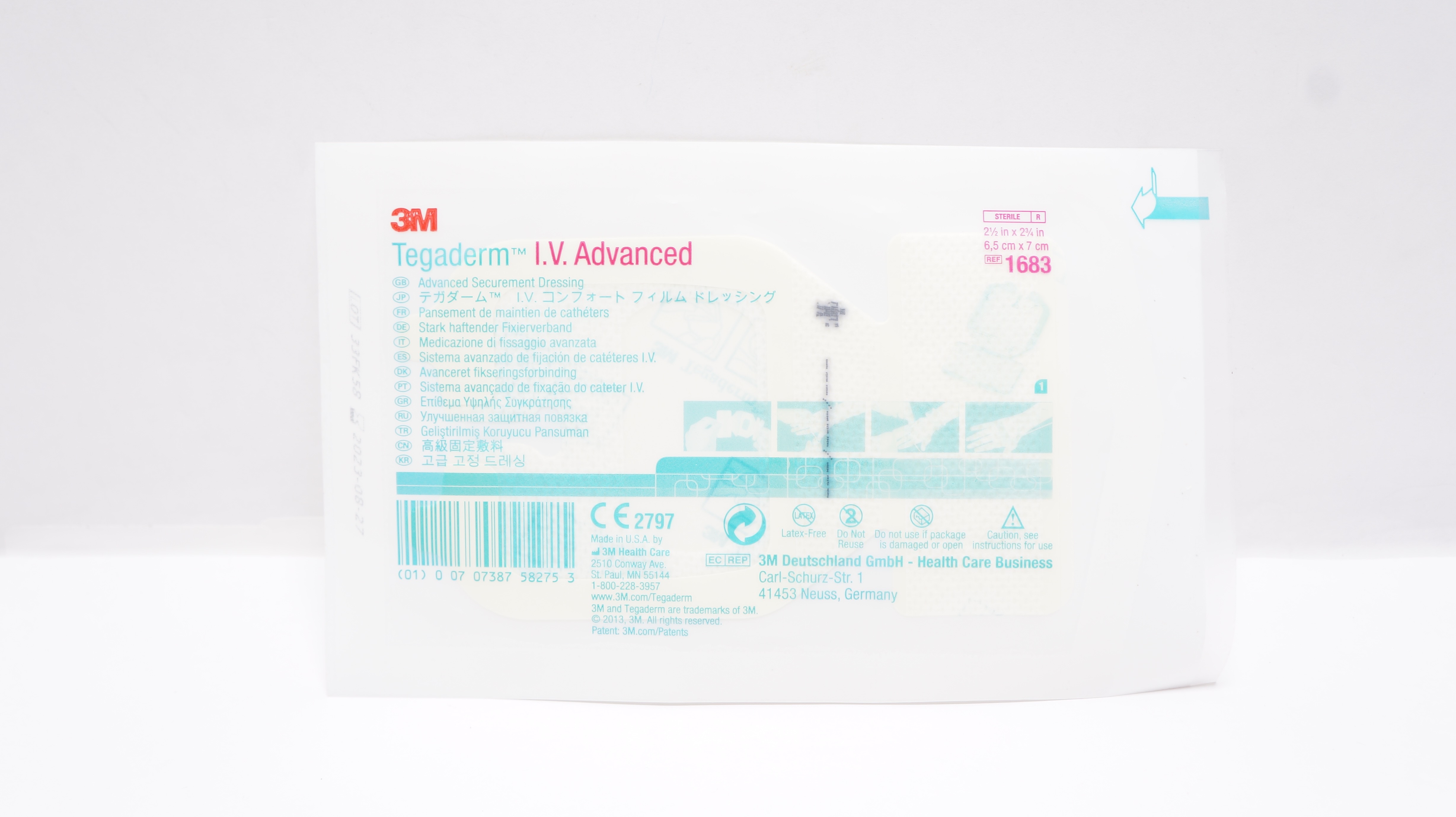 3M 1683 Tegaderm I.V. Advanced Securement Dressing 2-1/2inch x 2-3/4 inch (x)