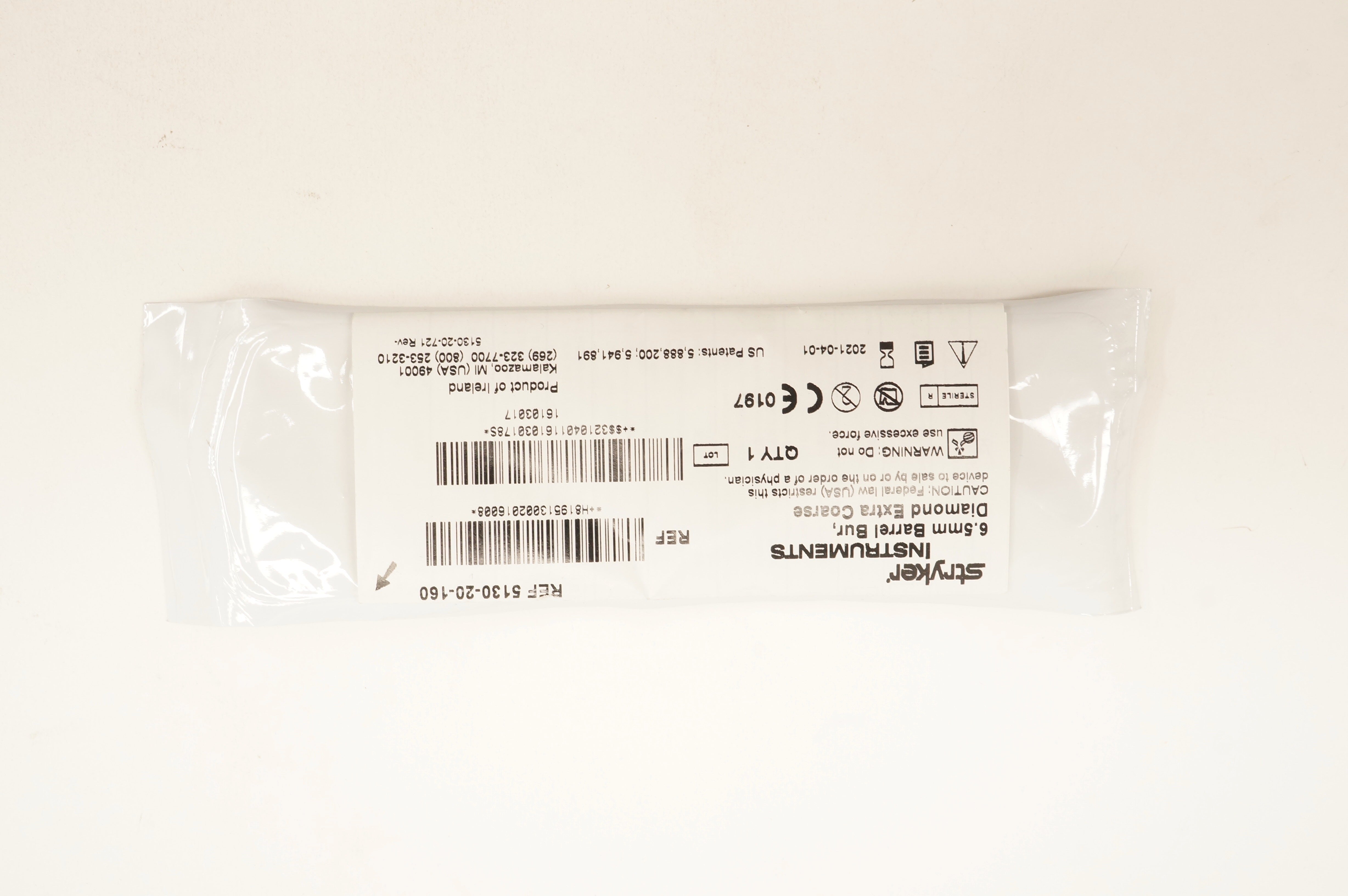 Stryker 5130-20-160 6.5mm Barrel Bur Diamond Extra Coarse (x)