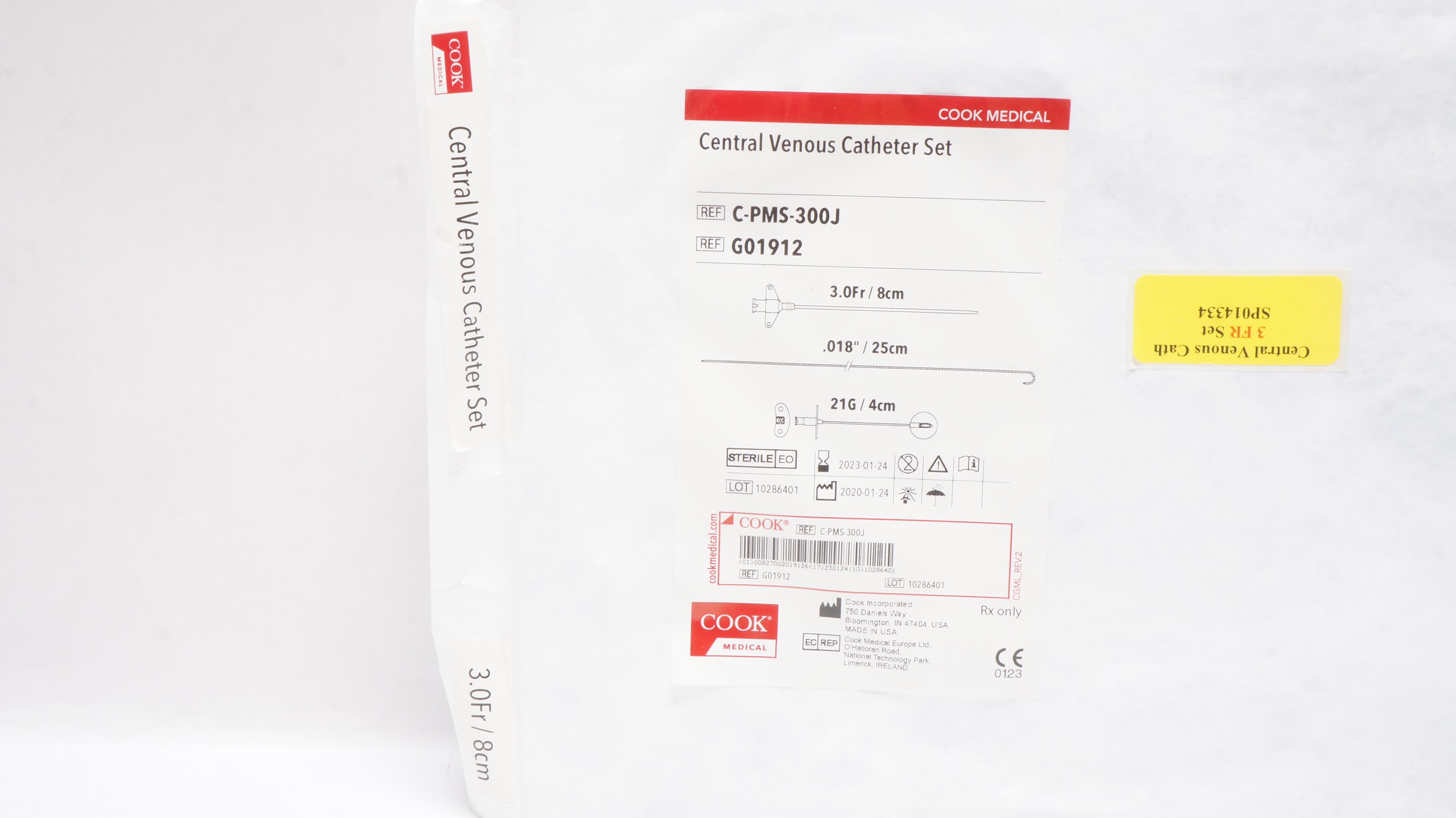 Cook Medical G01912 Central Venous Cath. Set 3.0Fr/8cm (x)