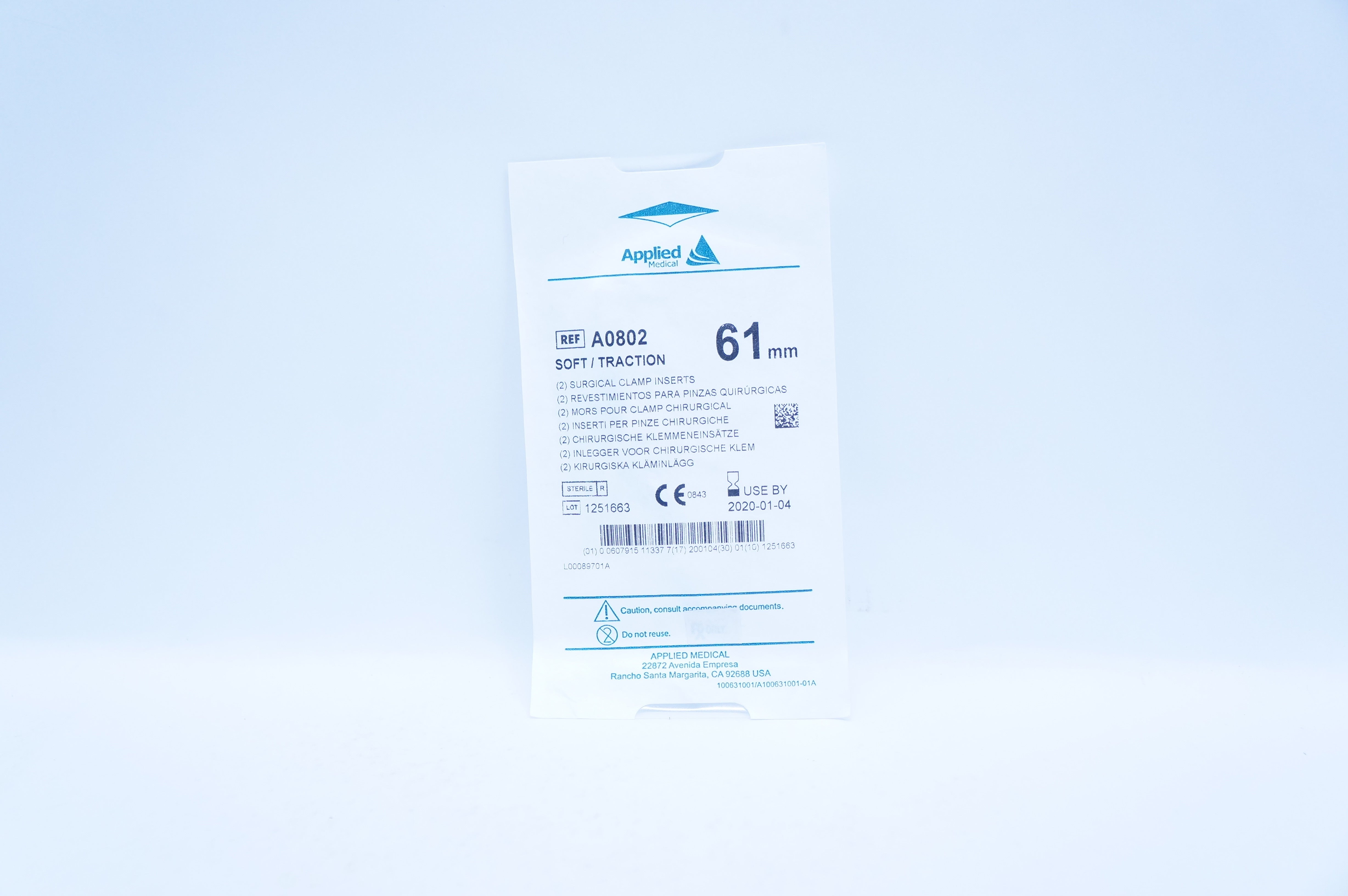 Applied Medical A0802 Soft/Traction Surgical Clamp Iserts 61mm (x) - Box of 2