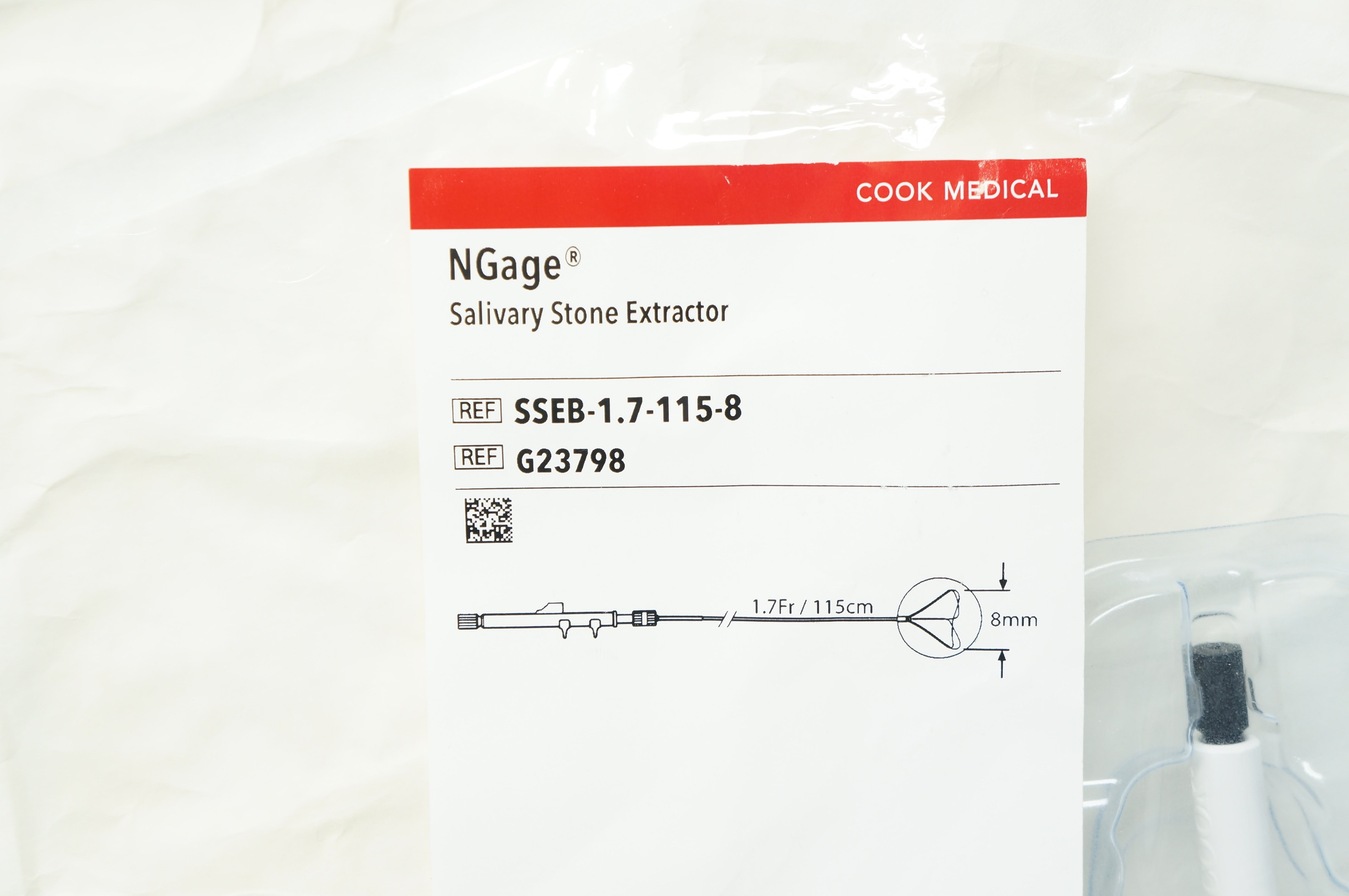 Cook Medical G23798 Ngaage Salivary Stone Extractor 1.7Fr x 115cm x 8mm (x)