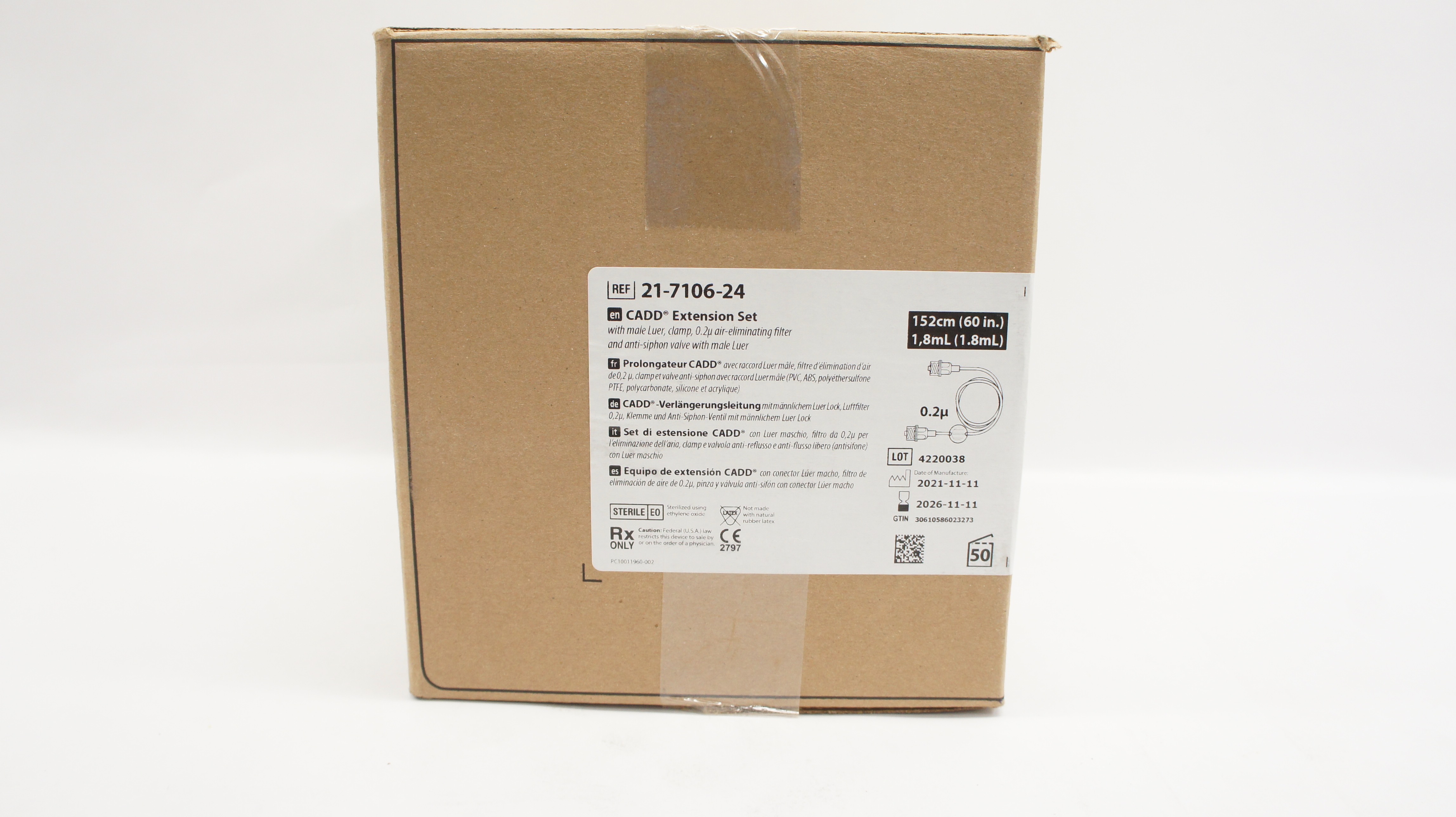 Smiths Medical 21-7106-24 CADD Extension Set 60inch x 1.8mL-Box of 50