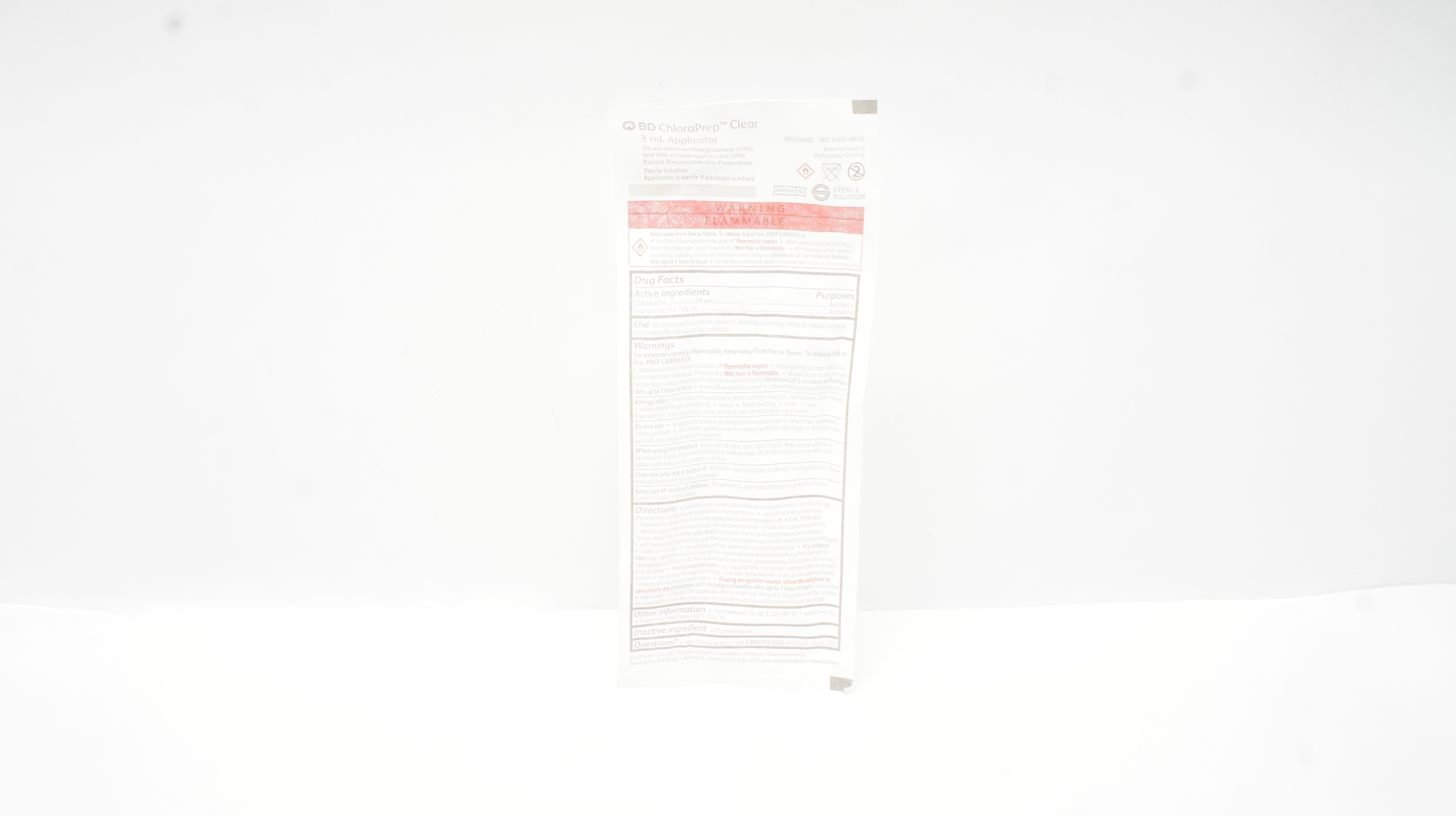 BD 930400 ChloraPrep Clear Applicator 3mL