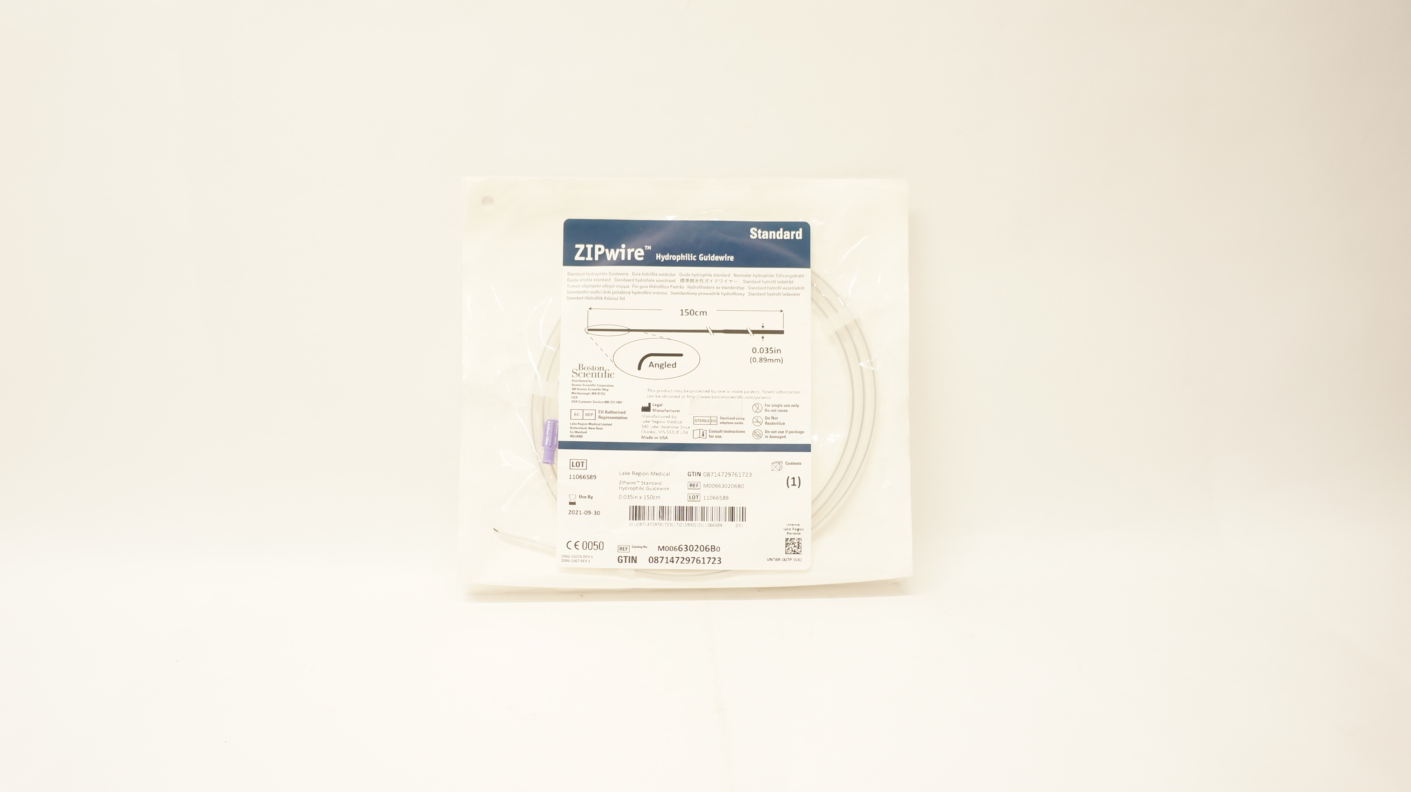 Boston Scientific M006630206B0 ZIPwire Hydrophilic Guidewire 0.035inchx150cm (x)